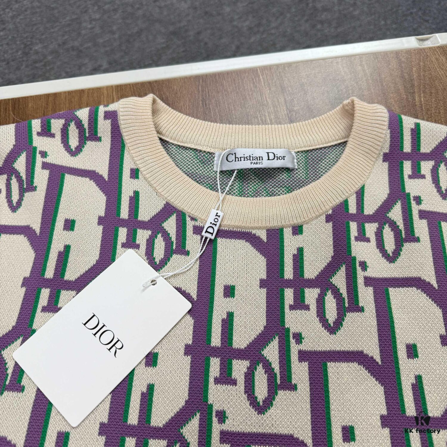 6931a068ccd8ab3d7af9430a New DIOR Knit Round-Neck Sweater Full Print Jacquard Monogram Short-Sleeve Unisex T-Shirt