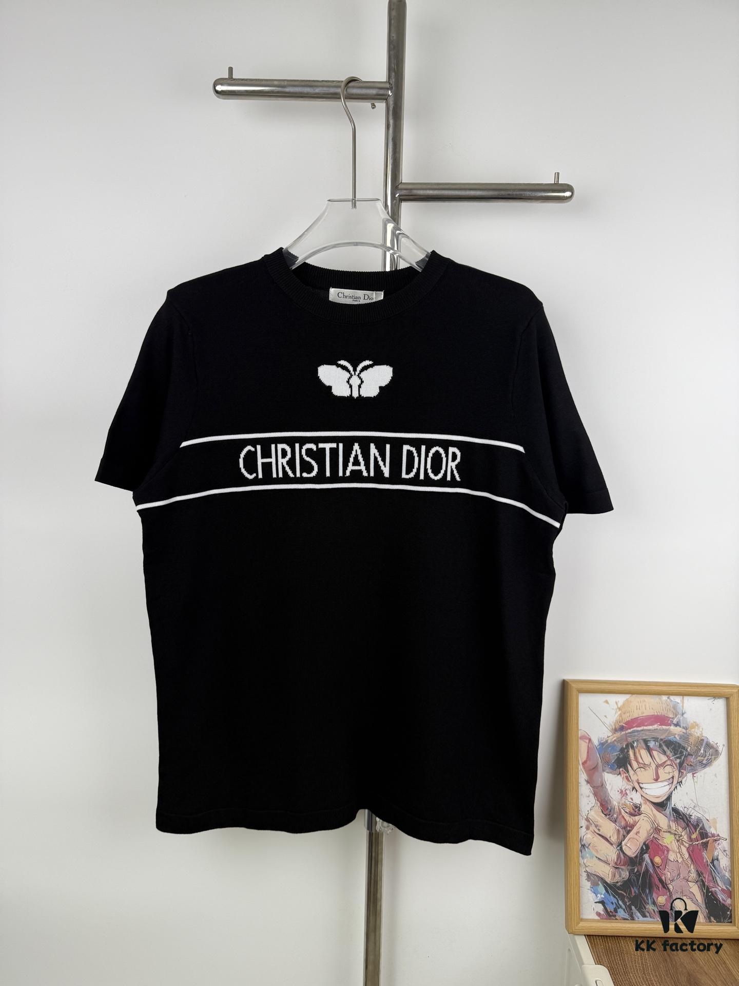 6931a068ccd8ab3d7af9430e New Dior 24SS Unisex Knitwear with Butterfly Jacquard, Slim Ribbed Fit, Polo Collar Design