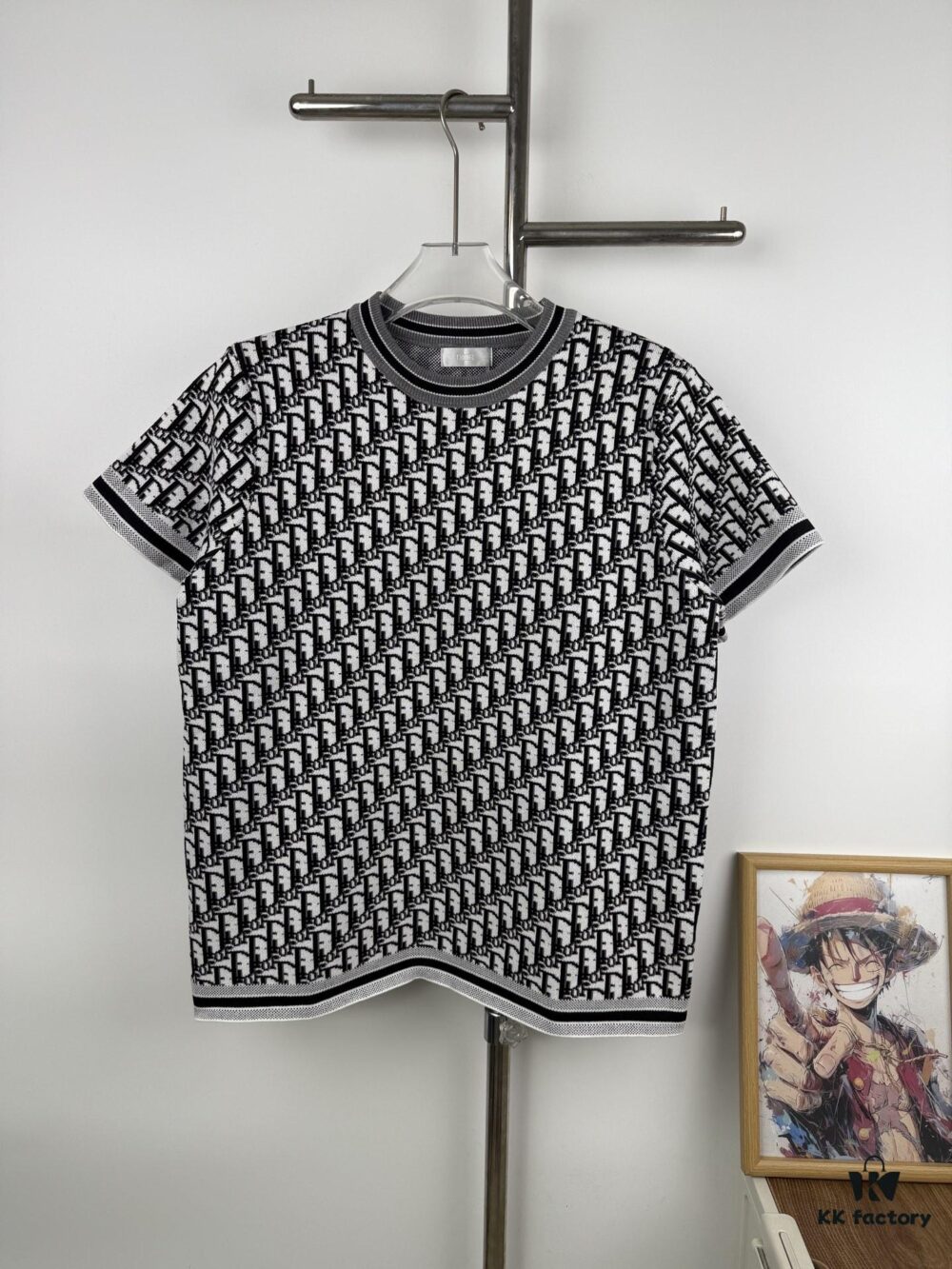 6931a068ccd8ab3d7af94317 New Dior 2024 Spring/Summer CD Cotton Short Sleeve Loose T-Shirt, Knitted All-Over Print Unisex