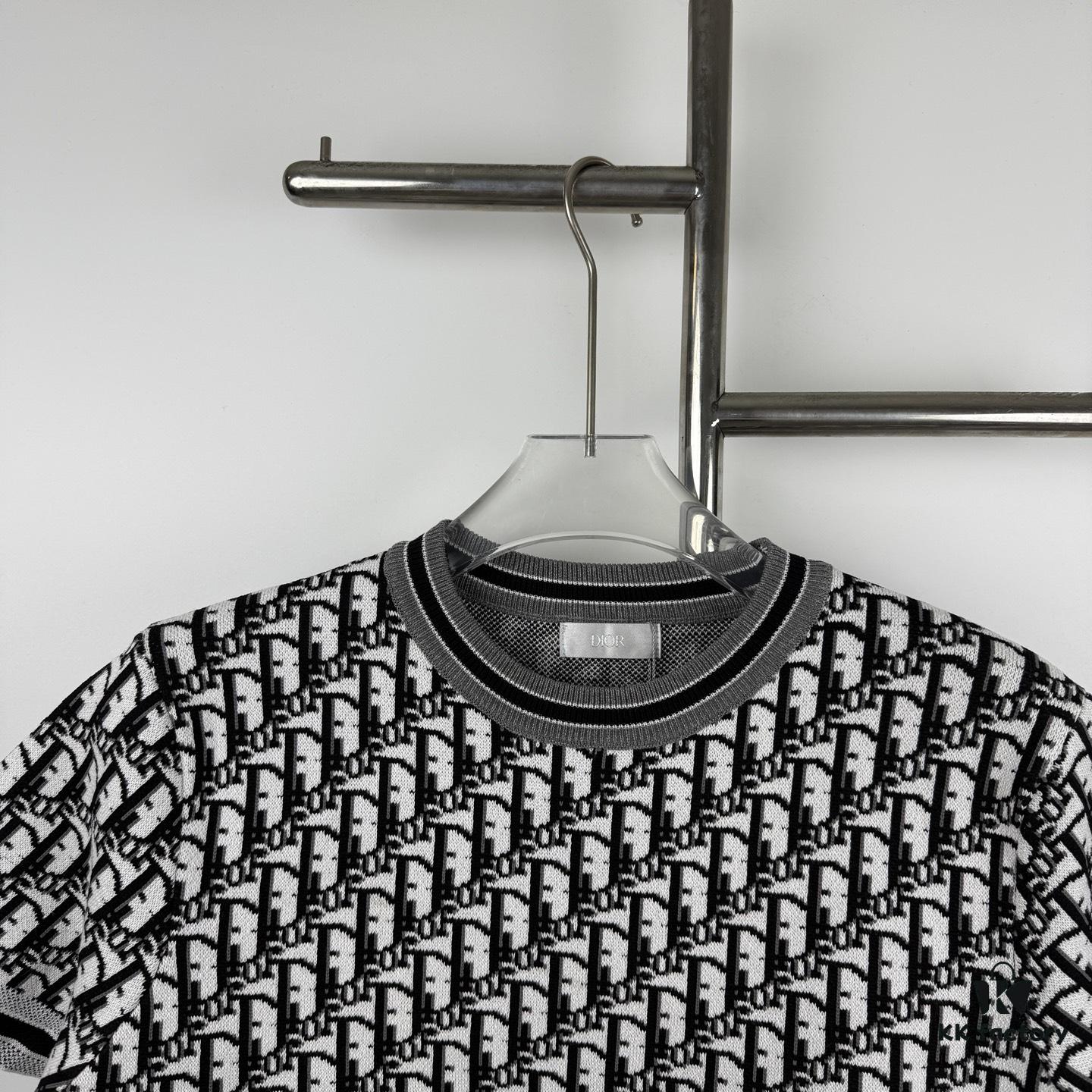 6931a068ccd8ab3d7af94319 New Dior 2024 Spring/Summer CD Cotton Short Sleeve Loose T-Shirt, Knitted All-Over Print Unisex