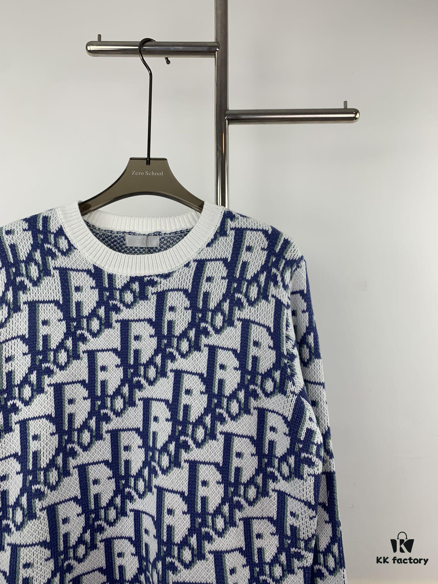 6931a06accd8ab3d7af94336 New Dior 23SS Monogram Jacquard Wool Knit Sweater, High Quality