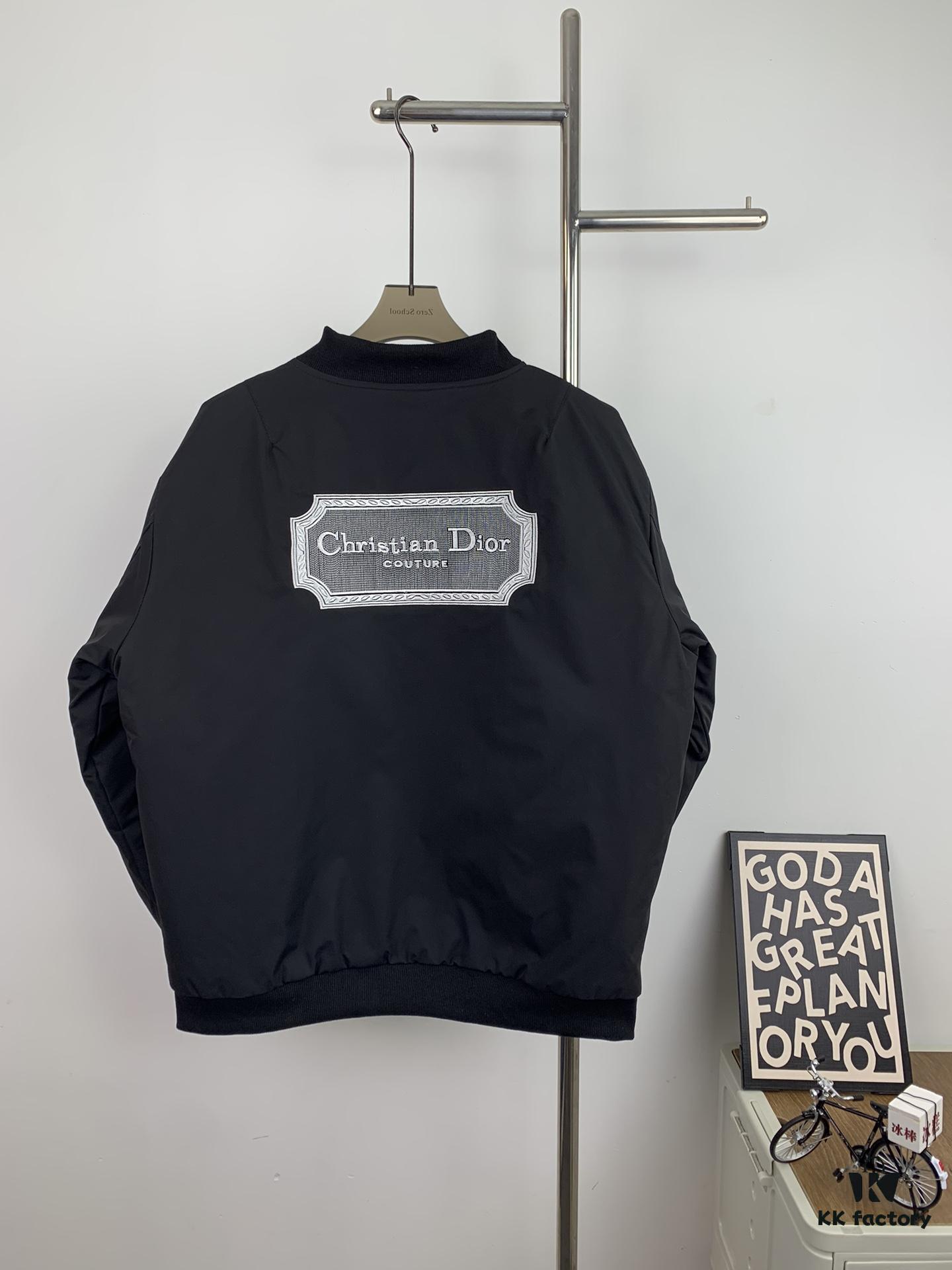 6931a06accd8ab3d7af94342 New Dior CD23SS Embroidered Back Letter Pilot Jacket Coat - Thickened Cotton Outerwear for Fall and Winter, Unisex