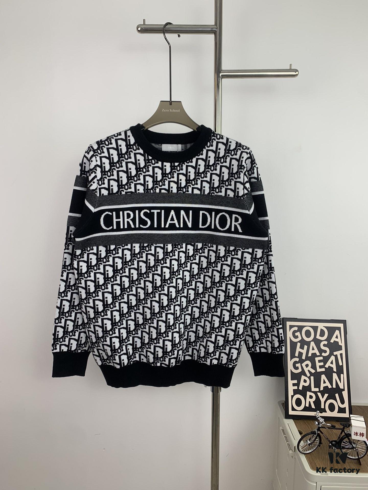 6931a06bccd8ab3d7af94354 New Dior Knit Pullover Sweater with DIOR Logo Stripe Print in Contrasting Colors, Minimalist Runway Design Featuring Wool Blend and Elegant Black-and-White Aesthetic