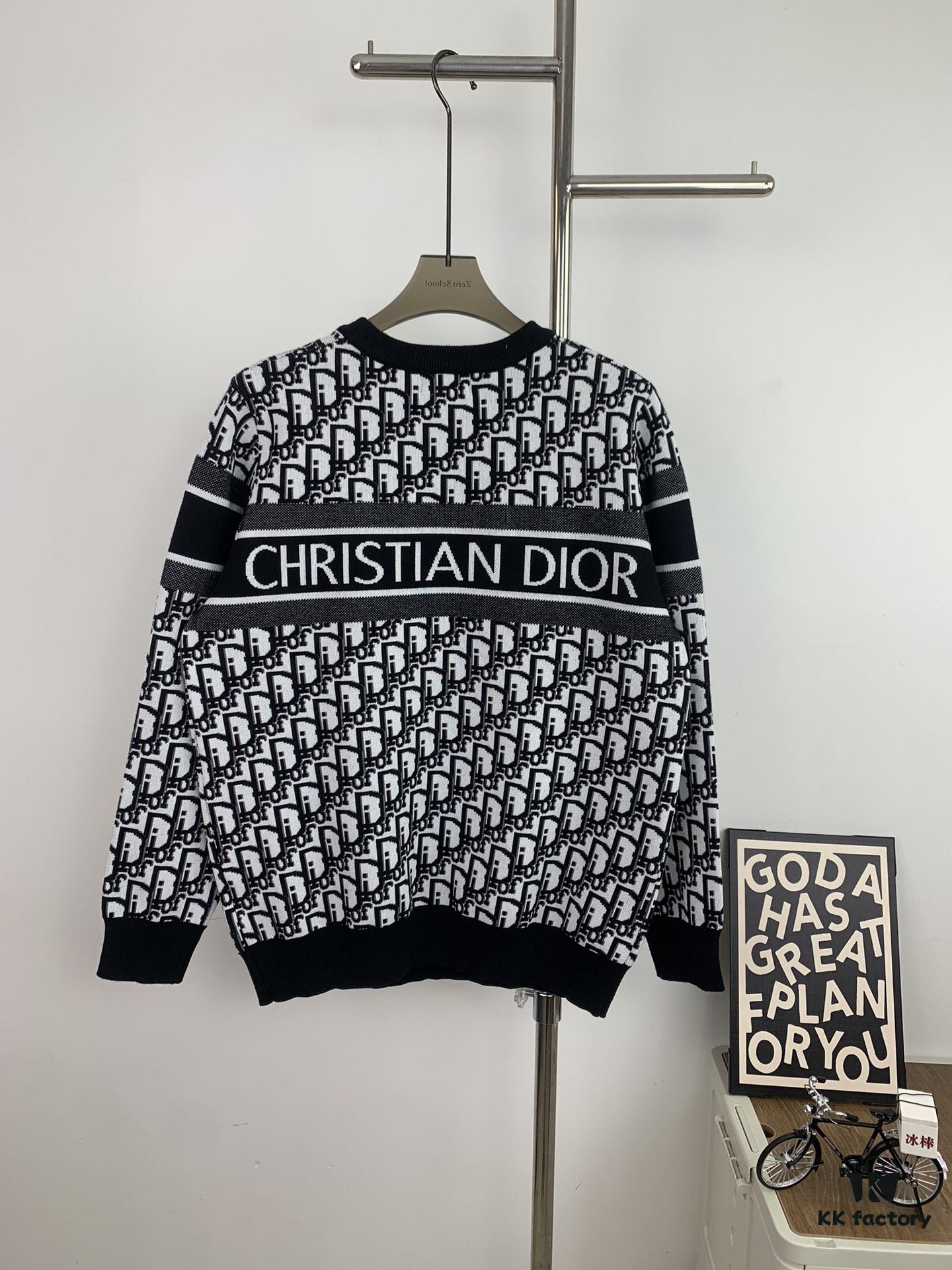 6931a06bccd8ab3d7af94357 New Dior Knit Pullover Sweater with DIOR Logo Stripe Print in Contrasting Colors, Minimalist Runway Design Featuring Wool Blend and Elegant Black-and-White Aesthetic