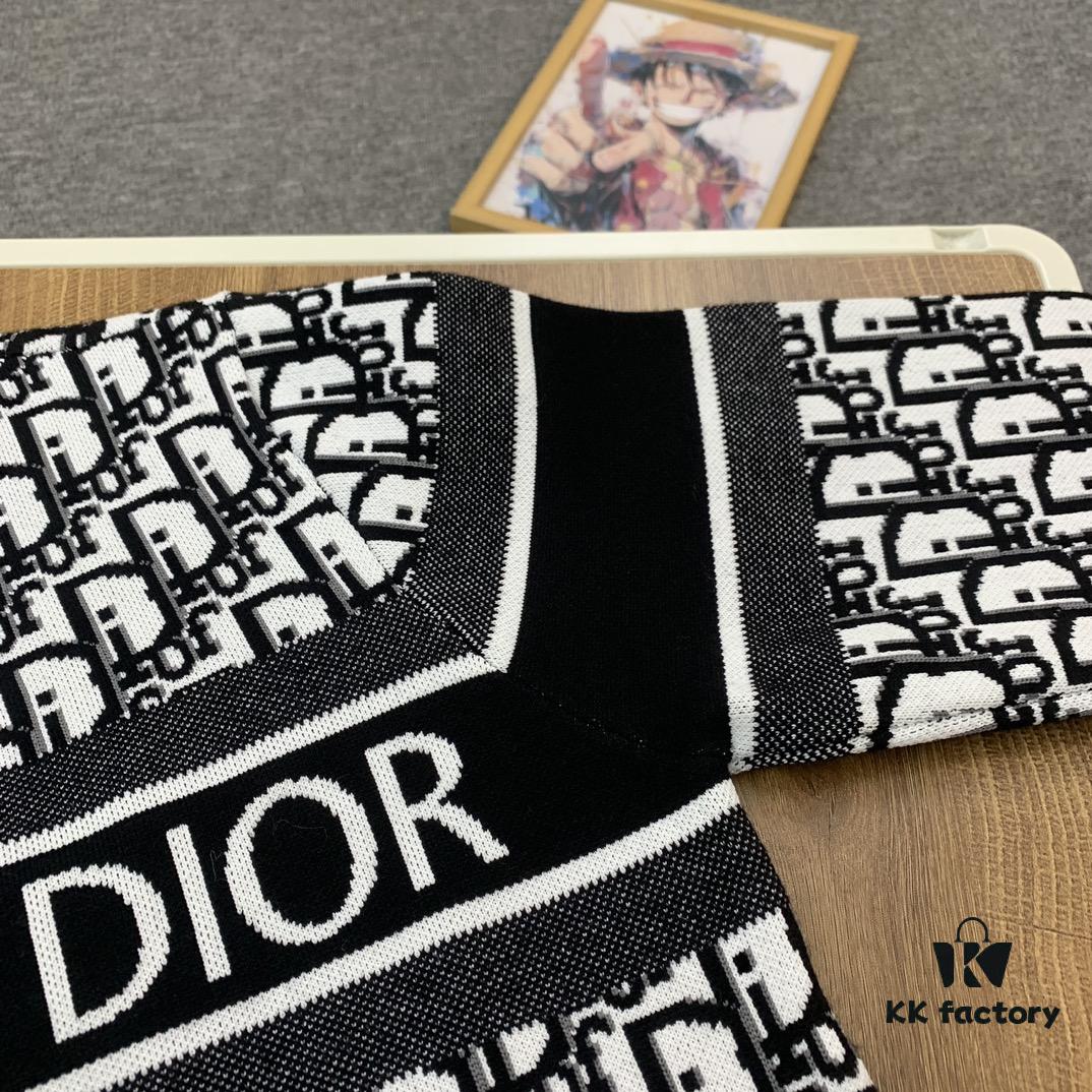 6931a06cccd8ab3d7af9435c New Dior Knit Pullover Sweater with DIOR Logo Stripe Print in Contrasting Colors, Minimalist Runway Design Featuring Wool Blend and Elegant Black-and-White Aesthetic