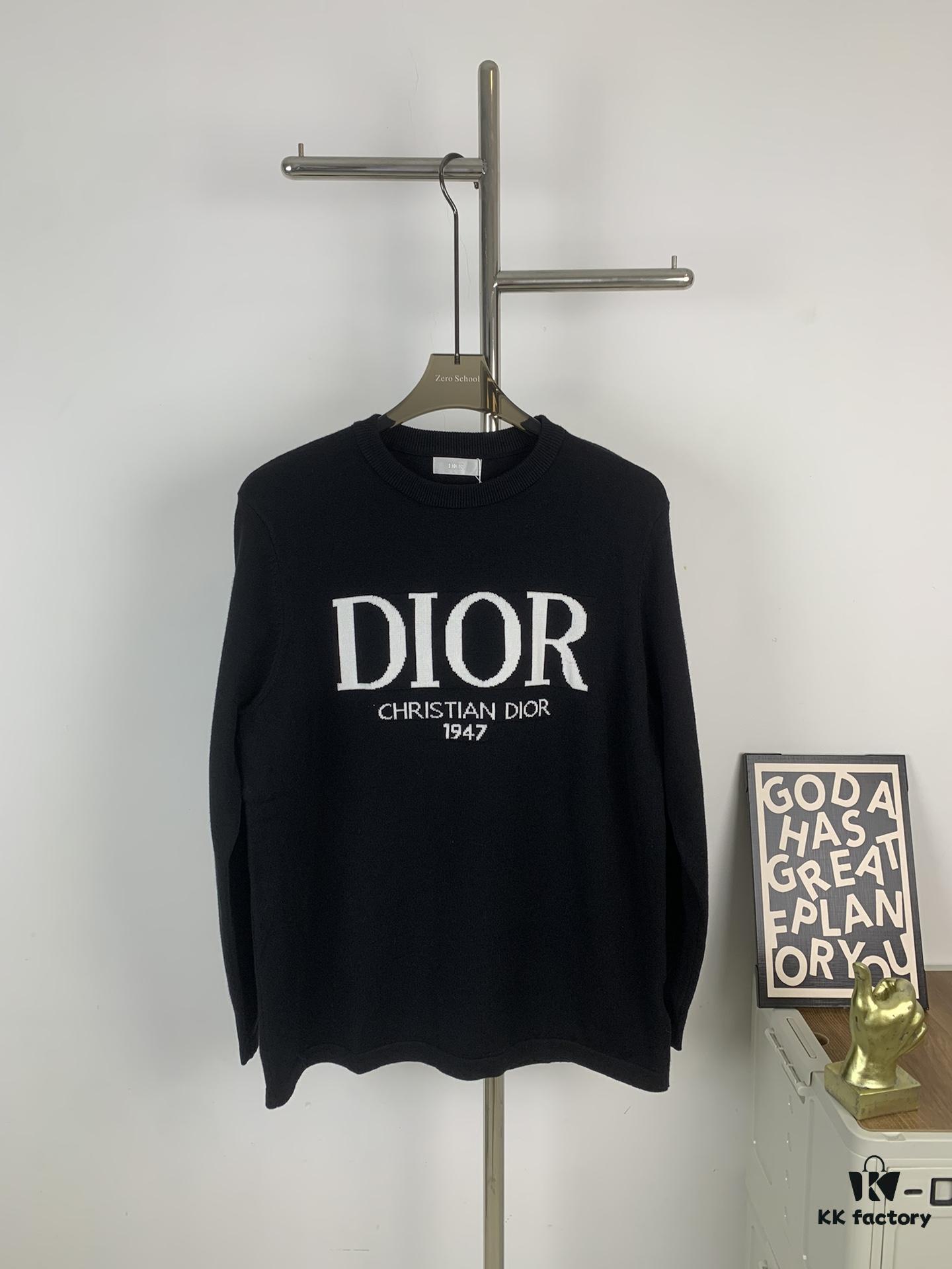6931a06dccd8ab3d7af94371 2023 DIOR Autumn-Winter New Arrival Letter Jacquard Crew Neck Sweater Unisex Stylish Soft Knitwear