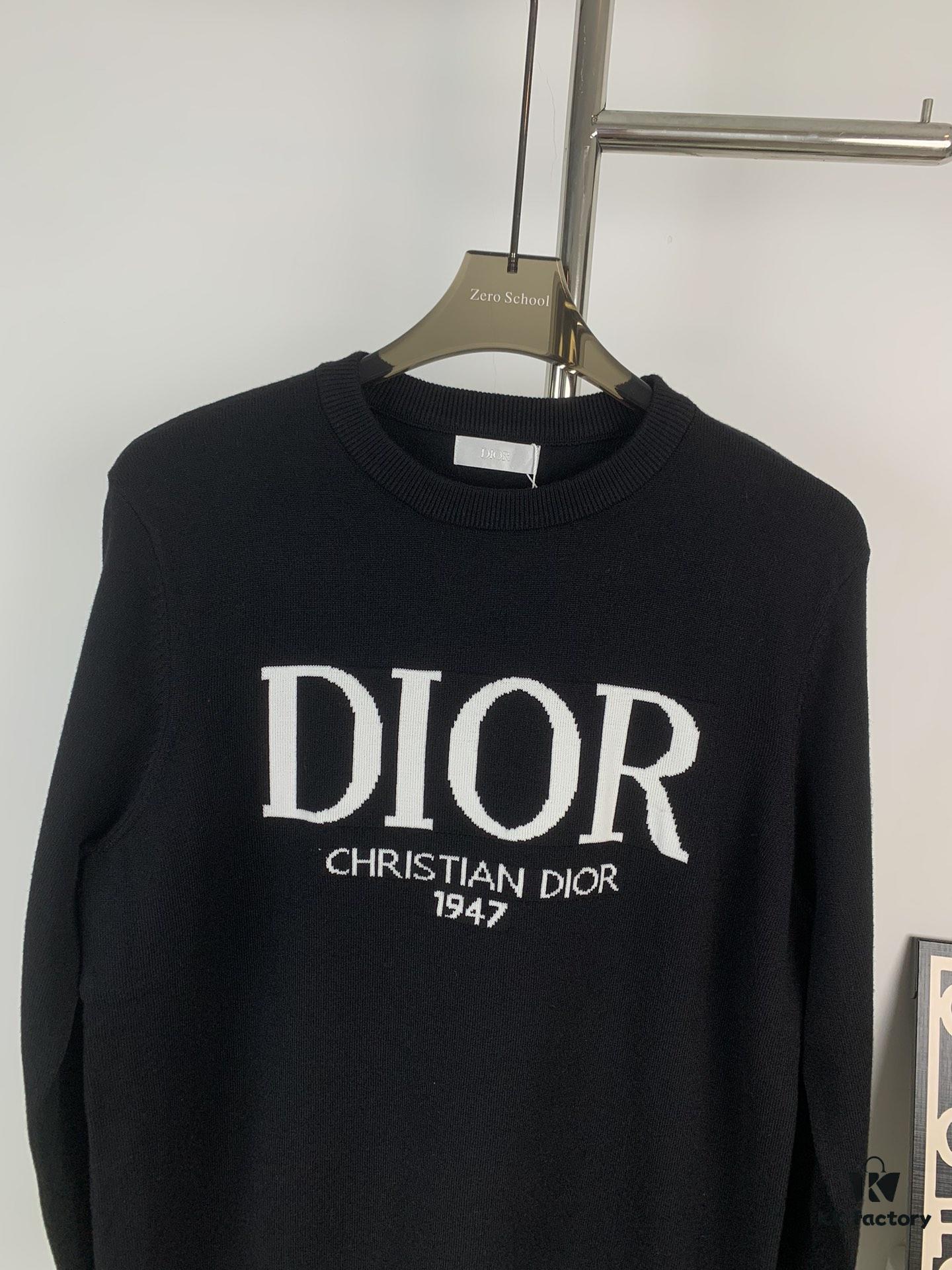 6931a06dccd8ab3d7af94372 2023 DIOR Autumn-Winter New Arrival Letter Jacquard Crew Neck Sweater Unisex Stylish Soft Knitwear