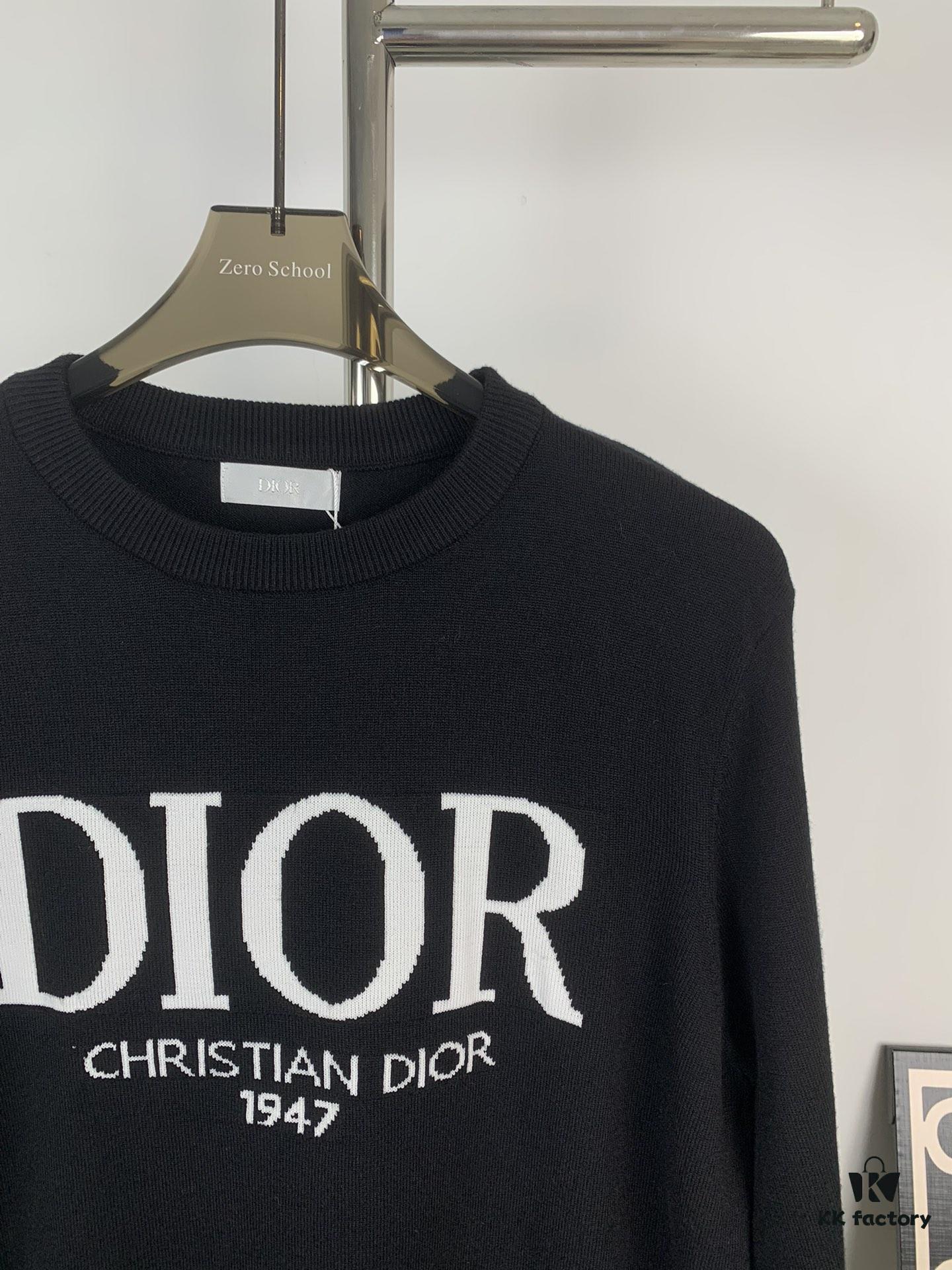 6931a06dccd8ab3d7af94373 2023 DIOR Autumn-Winter New Arrival Letter Jacquard Crew Neck Sweater Unisex Stylish Soft Knitwear