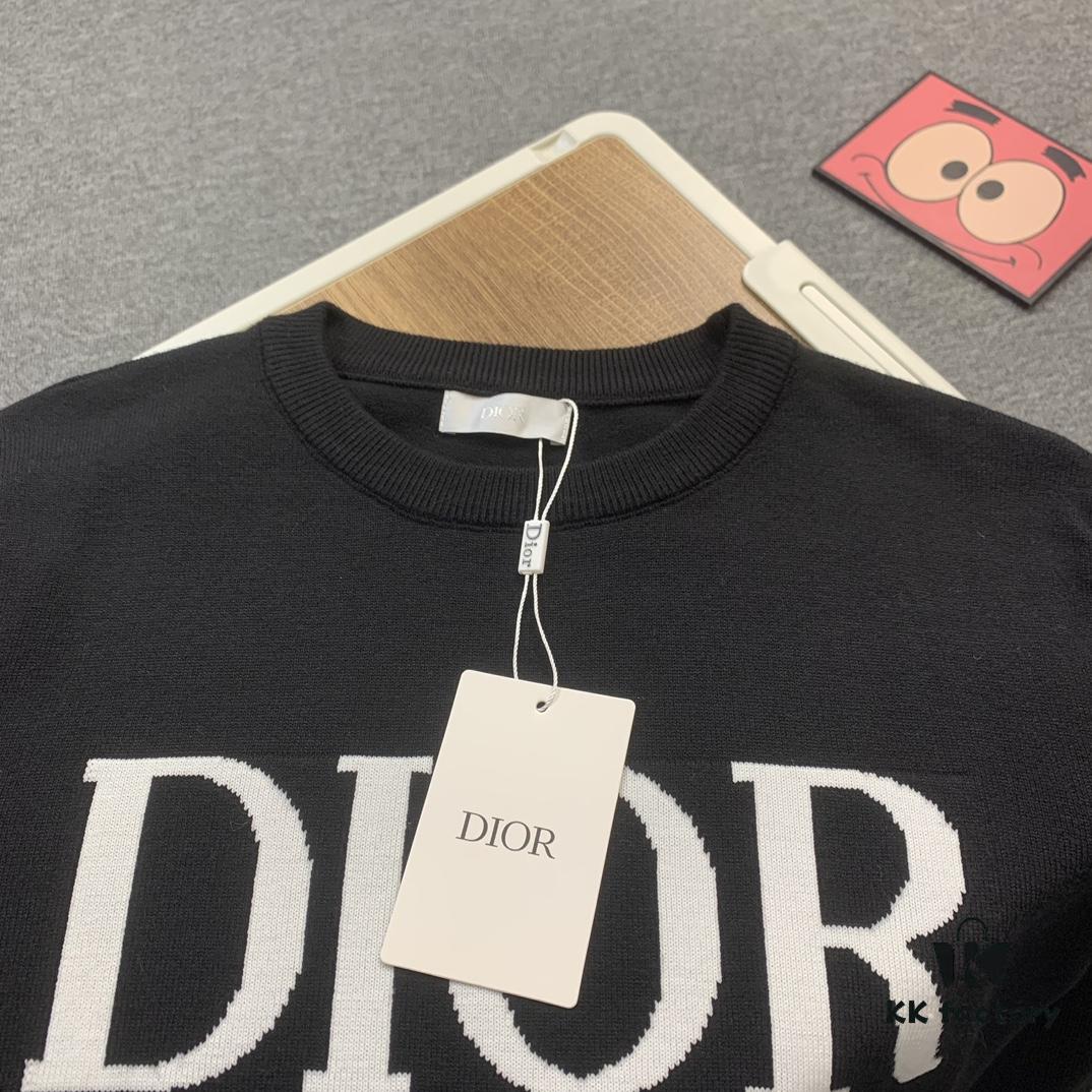 6931a06dccd8ab3d7af94376 2023 DIOR Autumn-Winter New Arrival Letter Jacquard Crew Neck Sweater Unisex Stylish Soft Knitwear