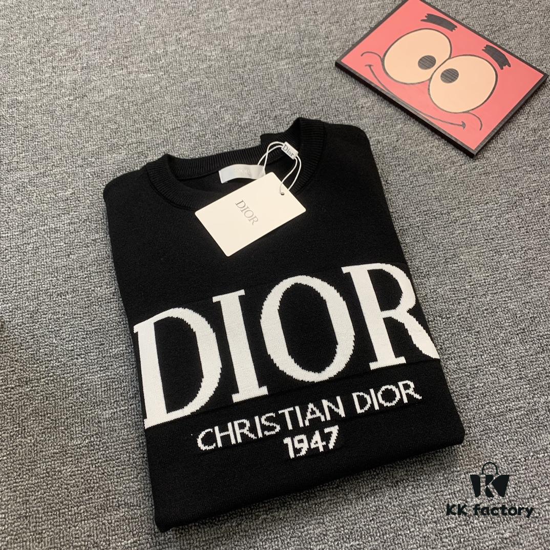 6931a06dccd8ab3d7af94379 2023 DIOR Autumn-Winter New Arrival Letter Jacquard Crew Neck Sweater Unisex Stylish Soft Knitwear