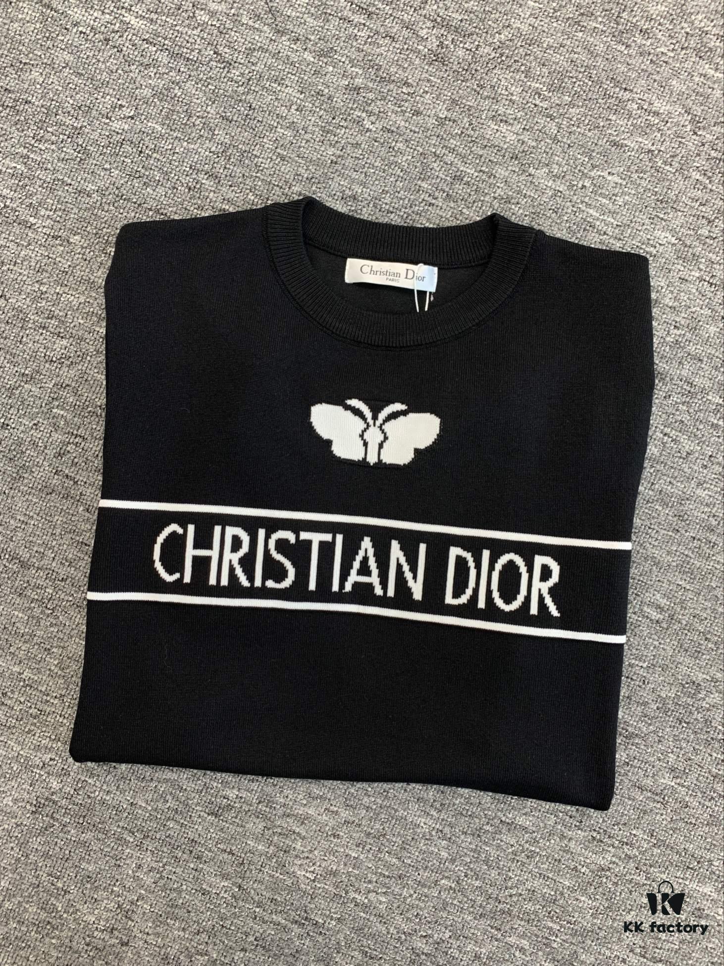 6931a072ccd8ab3d7af943da New Dior 24SS Unisex Knitwear with Butterfly Jacquard, Ribbed Polo Collar, Slim Fit, Lightweight and Stretchy