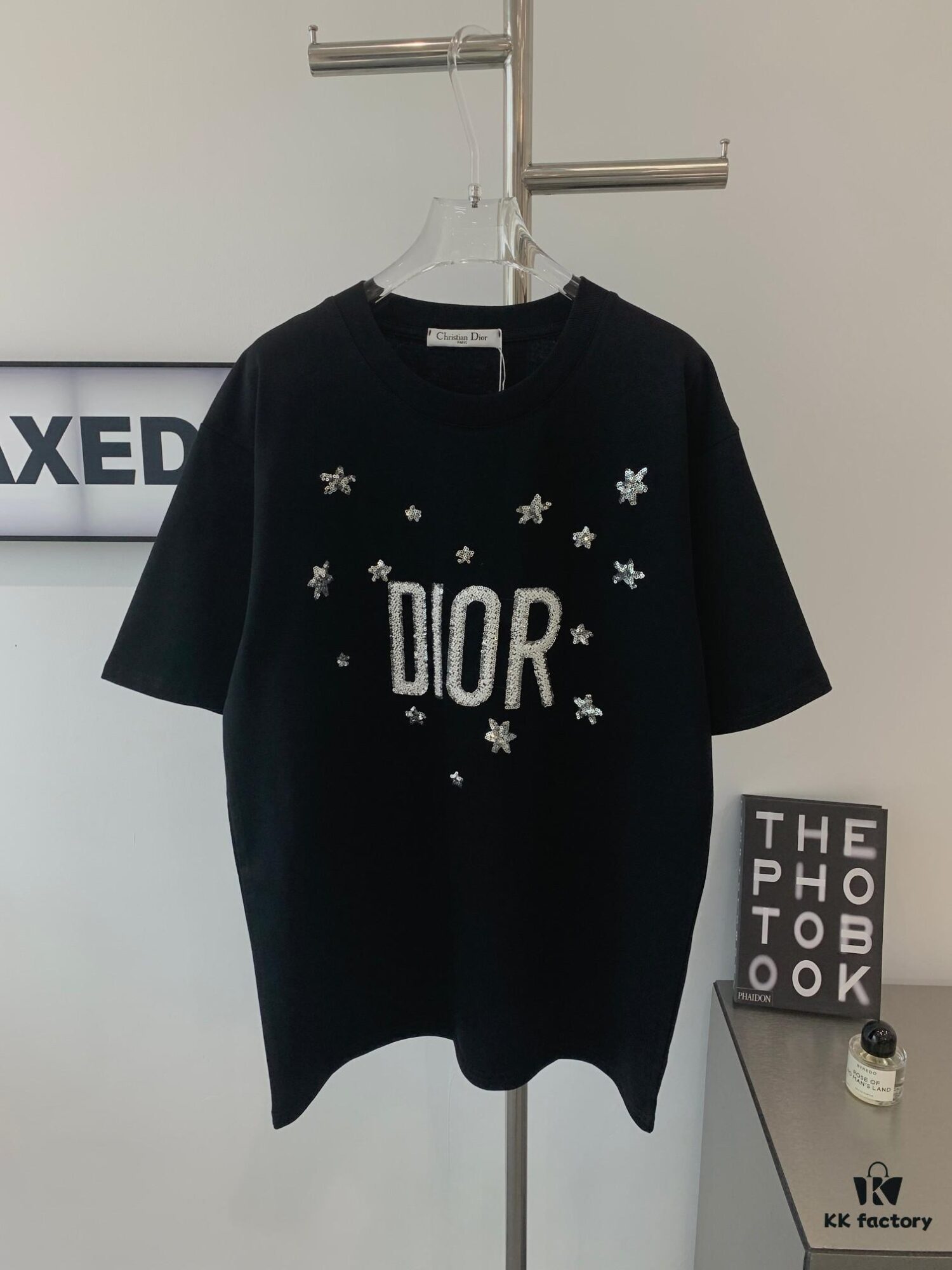 6931a072ccd8ab3d7af943e7 New Dior Short-Sleeve T-Shirt with Heavy Embroidered Stars and Lettering