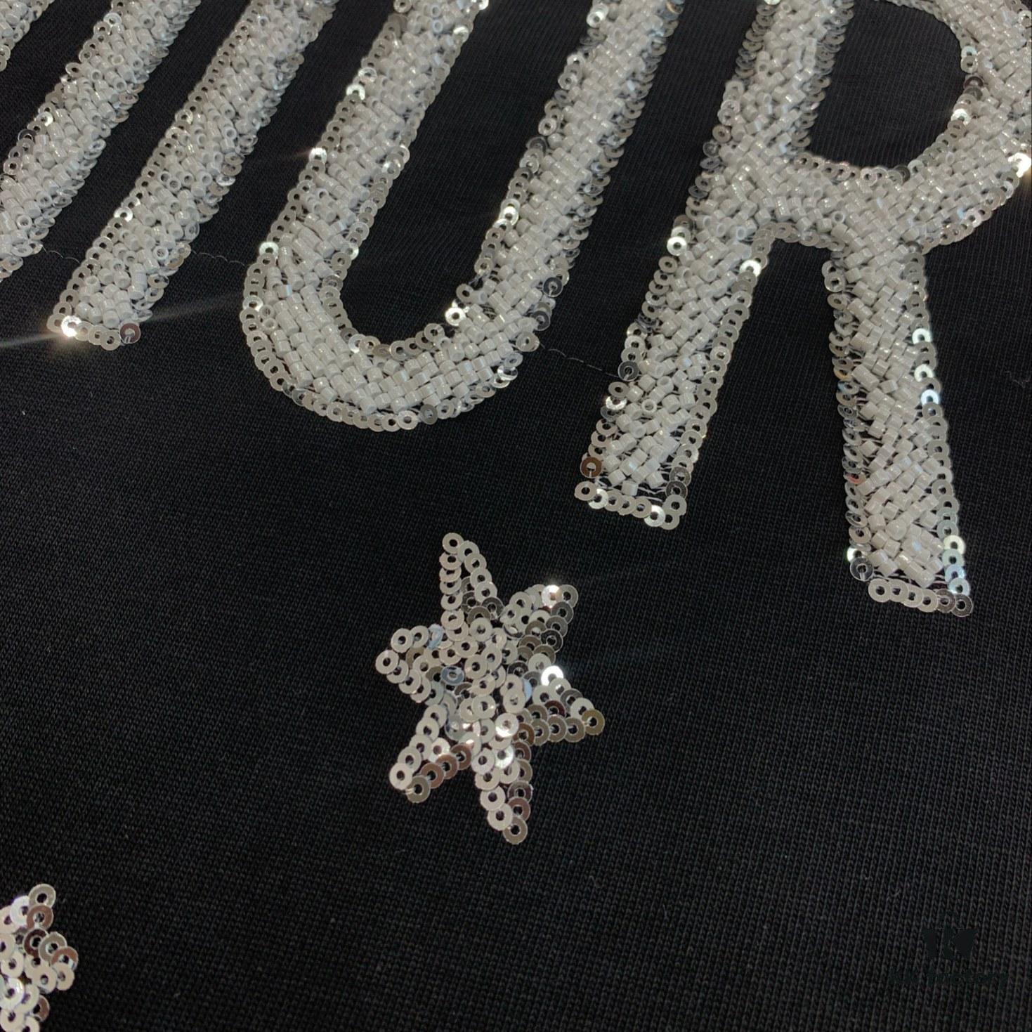 6931a073ccd8ab3d7af943ec New Dior Short-Sleeve T-Shirt with Heavy Embroidered Stars and Lettering