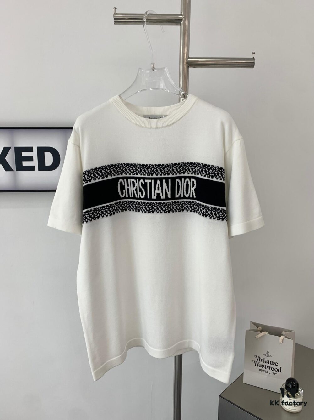 6931a073ccd8ab3d7af943f1 New Dior DIOR 2024 Collection Jacquard Knit Short-Sleeve Slim-Fit Stretch T-Shirt Unisex