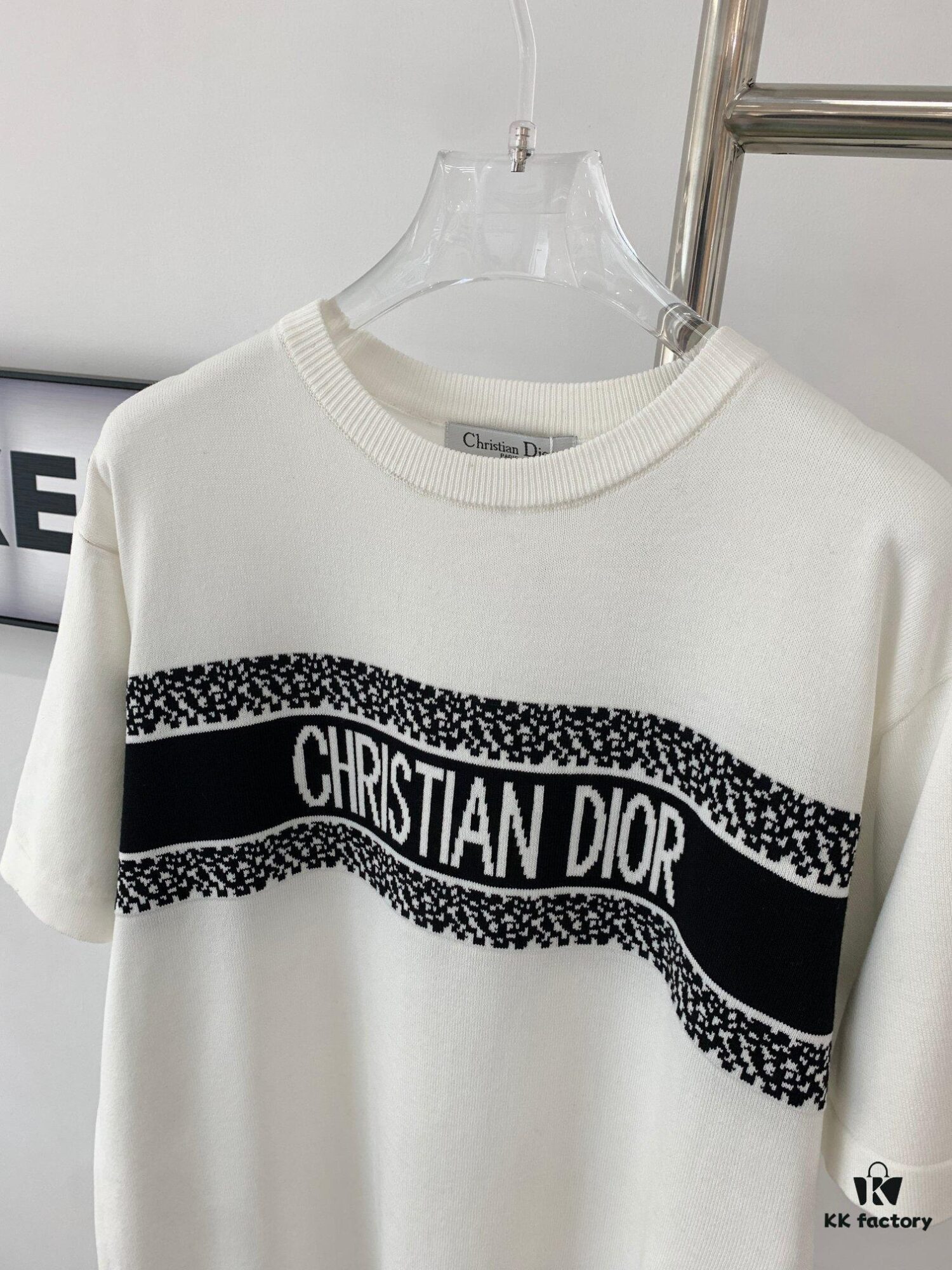 6931a073ccd8ab3d7af943f2 New Dior DIOR 2024 Collection Jacquard Knit Short-Sleeve Slim-Fit Stretch T-Shirt Unisex
