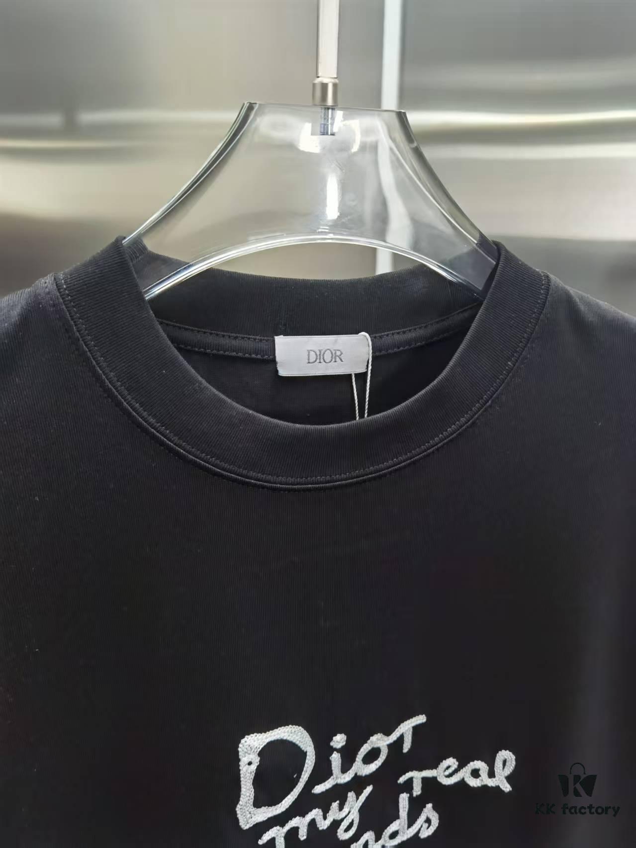 6931a079ccd8ab3d7af94461 Dior D'Or (Embroidered Top-tier Version, Distinct from Standard Stock) Short Sleeve T-Shirt, 300g Double-combed 100% Cotton, 320g Selanur 1x1 Ribbing, Embroidery Logo Craftsmanship, Unisex Design