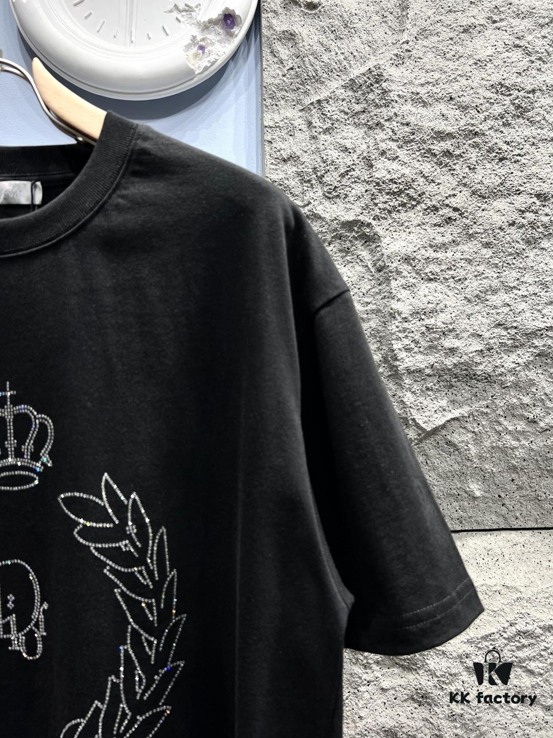6931a07accd8ab3d7af9447d Dior Crown Crystal Embellished Short Sleeve T-Shirt