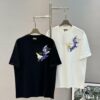 6931a08accd8ab3d7af945c0 DIO*R DIOR 25s New Couple Round Neck T-Shirt with Fresh Butterfly Effect Print, 260g 100% Premium Cotton, Soft and Elastic Fabric, Crisp and Vivid Design, Comfortable, Breathable, Ideal for Daily Wear or Layering