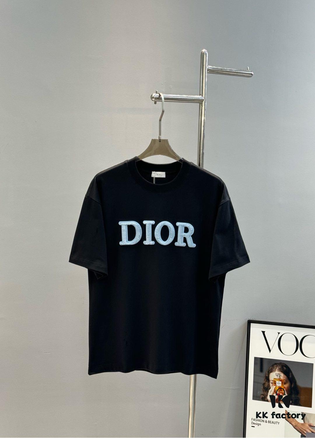 6931a08dccd8ab3d7af945ef Dior 25s Streetwear T-Shirt, Unisex Design, Minimalist Style with 3D Embroidered Logo, Premium 260g Cotton Fabric, Black and White Options