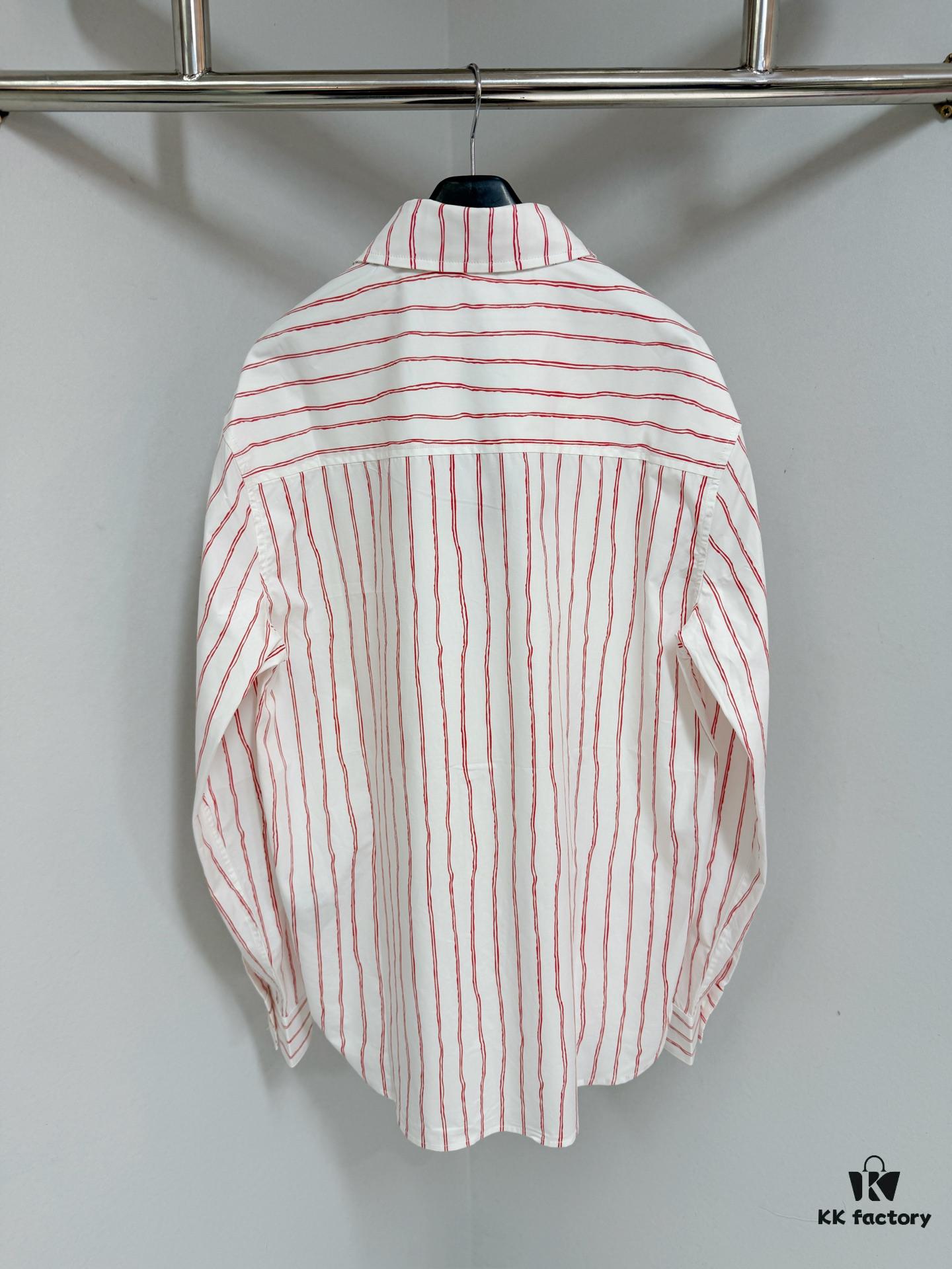 6931a08eccd8ab3d7af94601 Dior 25ss New Arrival Shirt Combines Modern Elegance with Traditional Aesthetics. Crafted from White Cotton Poplin, Featuring Pink Stripe Pattern and the 'Dior For My Real Friends' Logo from the DIOR AND HYLTON NEL Collaboration Series. Includes a Patch Pocket on the Chest and Hidden Button Closure for a Refined Look. Ideal for Everyday Wear.