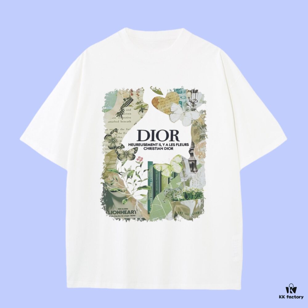 6931a091ccd8ab3d7af9463f High-End Quality Dior 2025 Fall Spring/Summer Collection Floral Short-Sleeve T-Shirt, Distinct from Regular Prints, Crafted in Custom-Woven 270G 32-Ne Double-Yarn Pure Cotton Fabric, Relaxed Fit Unisex Design