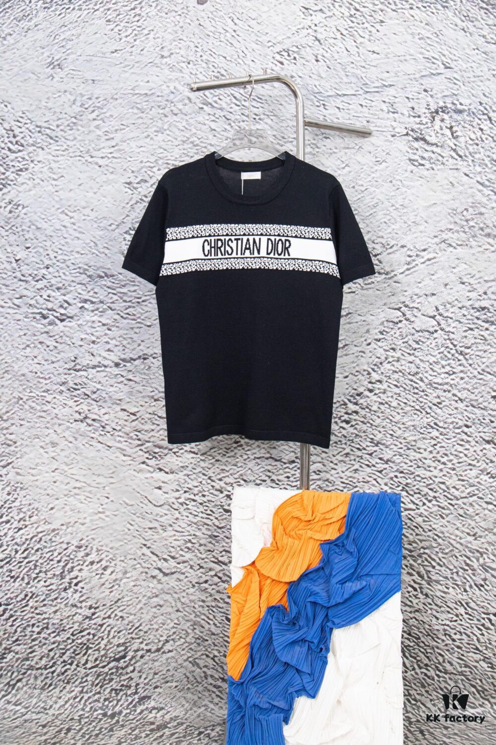 6931a096ccd8ab3d7af946a3 Dior New Arrival Jacquard Knit Short-Sleeve Slim-Fit Stretch T-Shirt Unisex