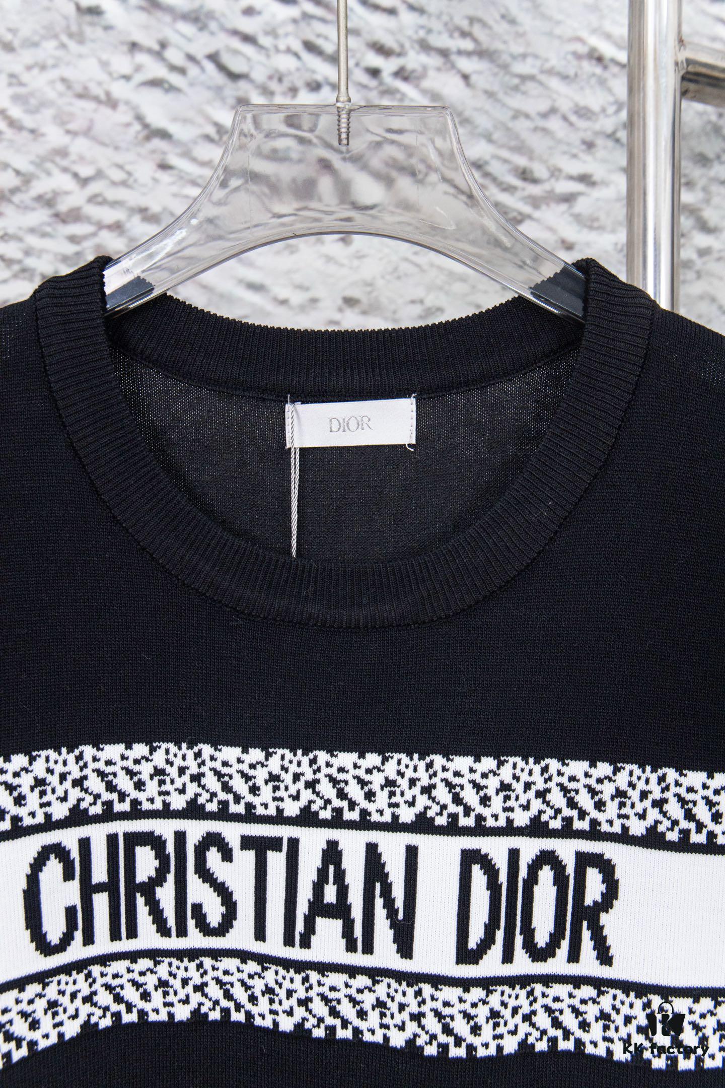 6931a096ccd8ab3d7af946a5 Dior New Arrival Jacquard Knit Short-Sleeve Slim-Fit Stretch T-Shirt Unisex