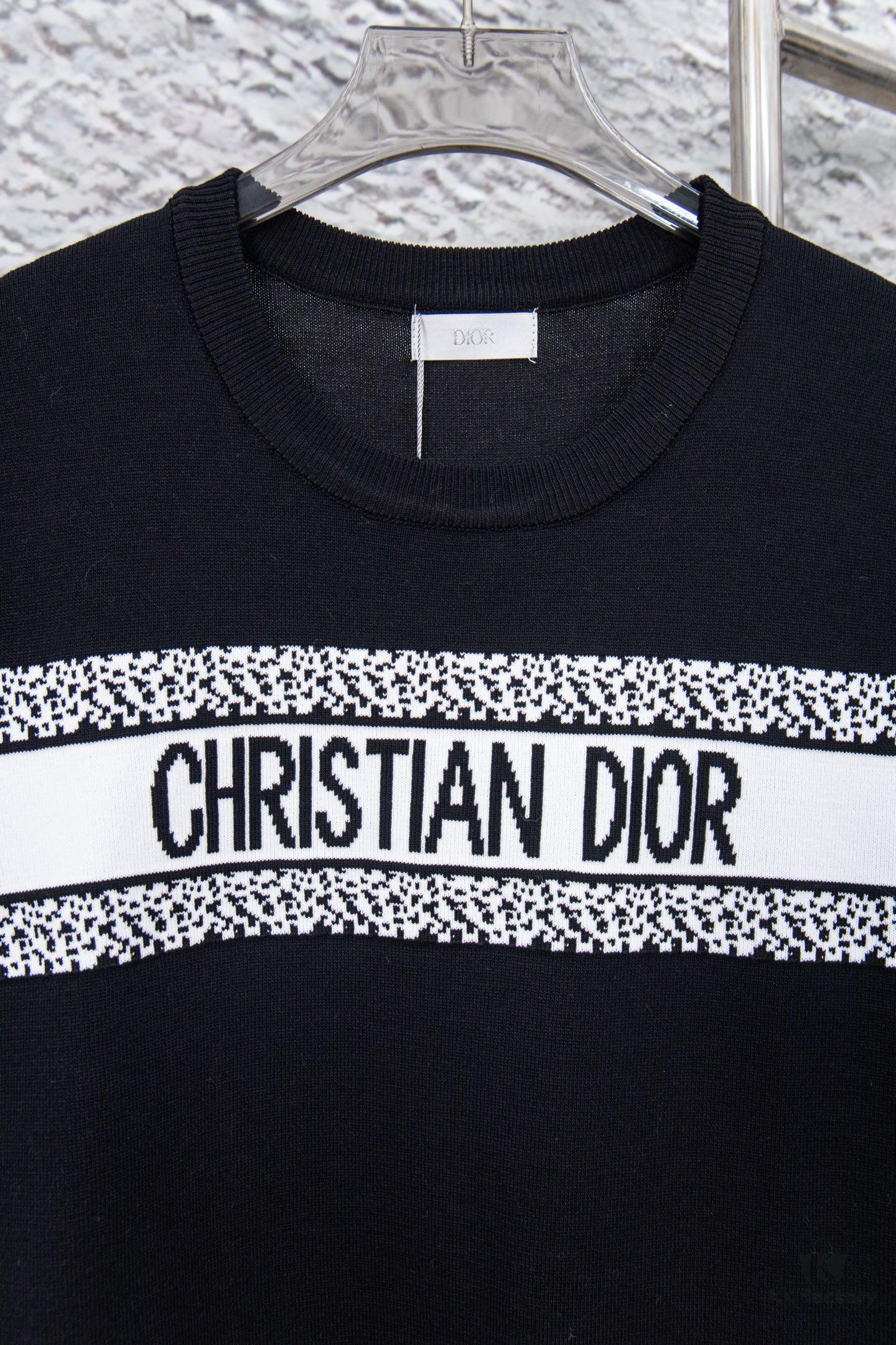 6931a097ccd8ab3d7af946ac Dior New Arrival Jacquard Knit Short-Sleeve Slim-Fit Stretch T-Shirt Unisex
