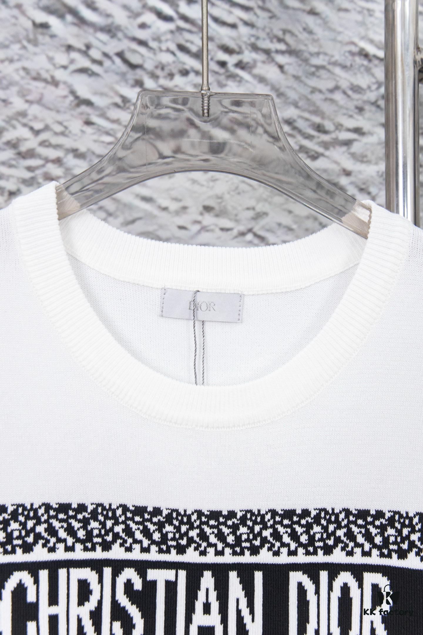 6931a097ccd8ab3d7af946b0 Dior New Arrival Jacquard Knit Short-Sleeve Slim-Fit Stretch T-Shirt Unisex