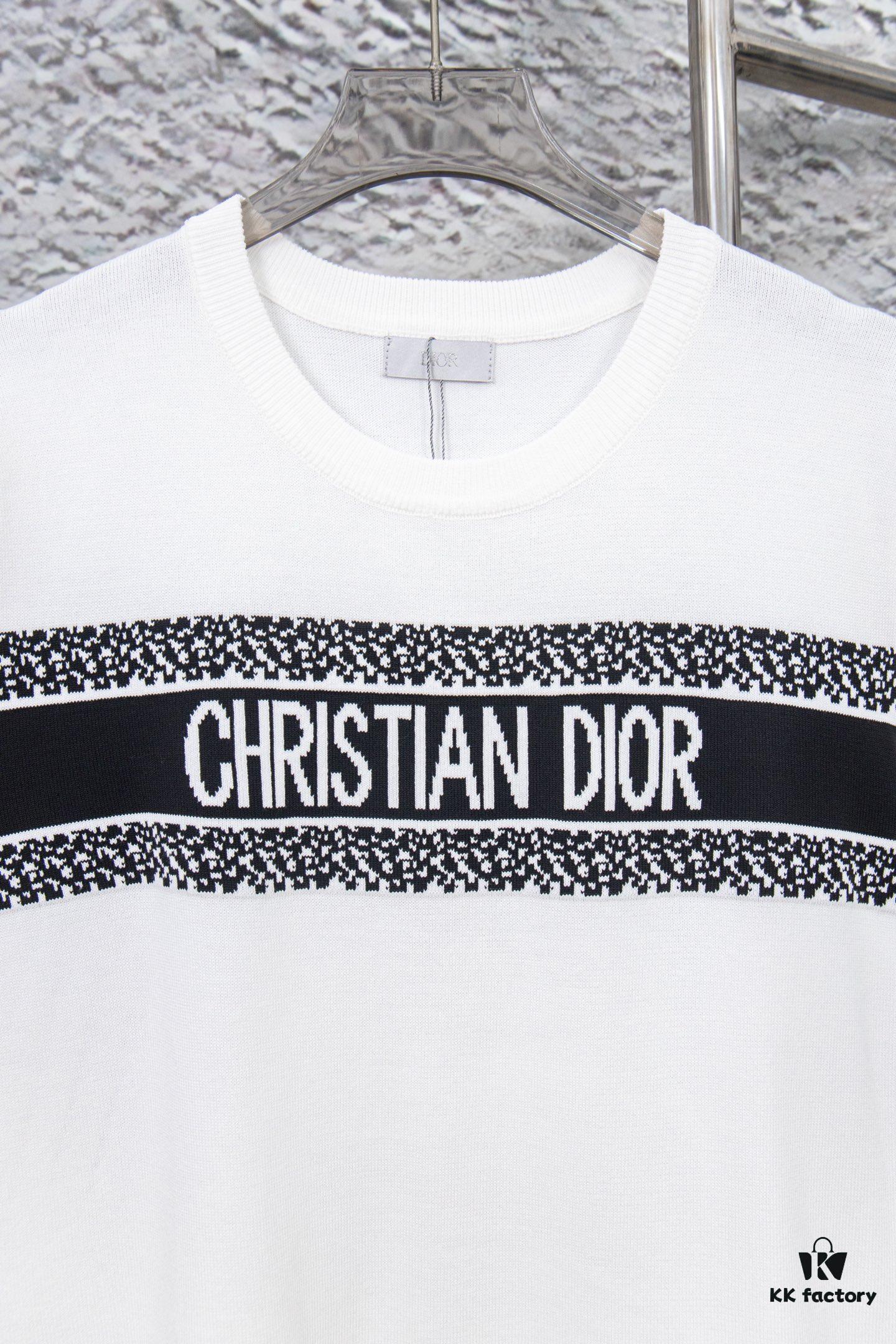 6931a097ccd8ab3d7af946b2 Dior New Arrival Jacquard Knit Short-Sleeve Slim-Fit Stretch T-Shirt Unisex