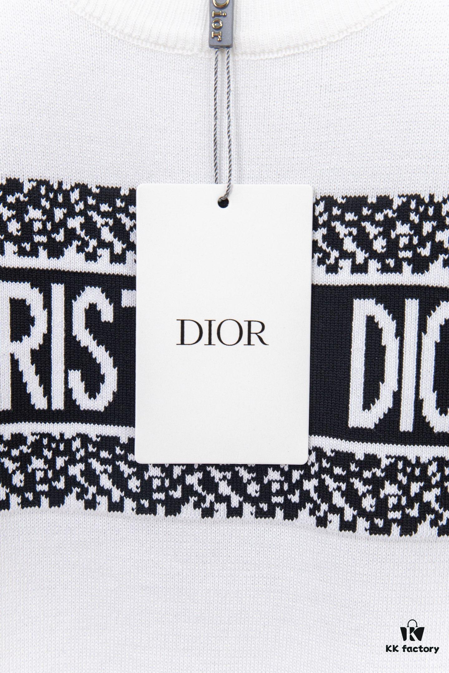 6931a097ccd8ab3d7af946b5 Dior New Arrival Jacquard Knit Short-Sleeve Slim-Fit Stretch T-Shirt Unisex