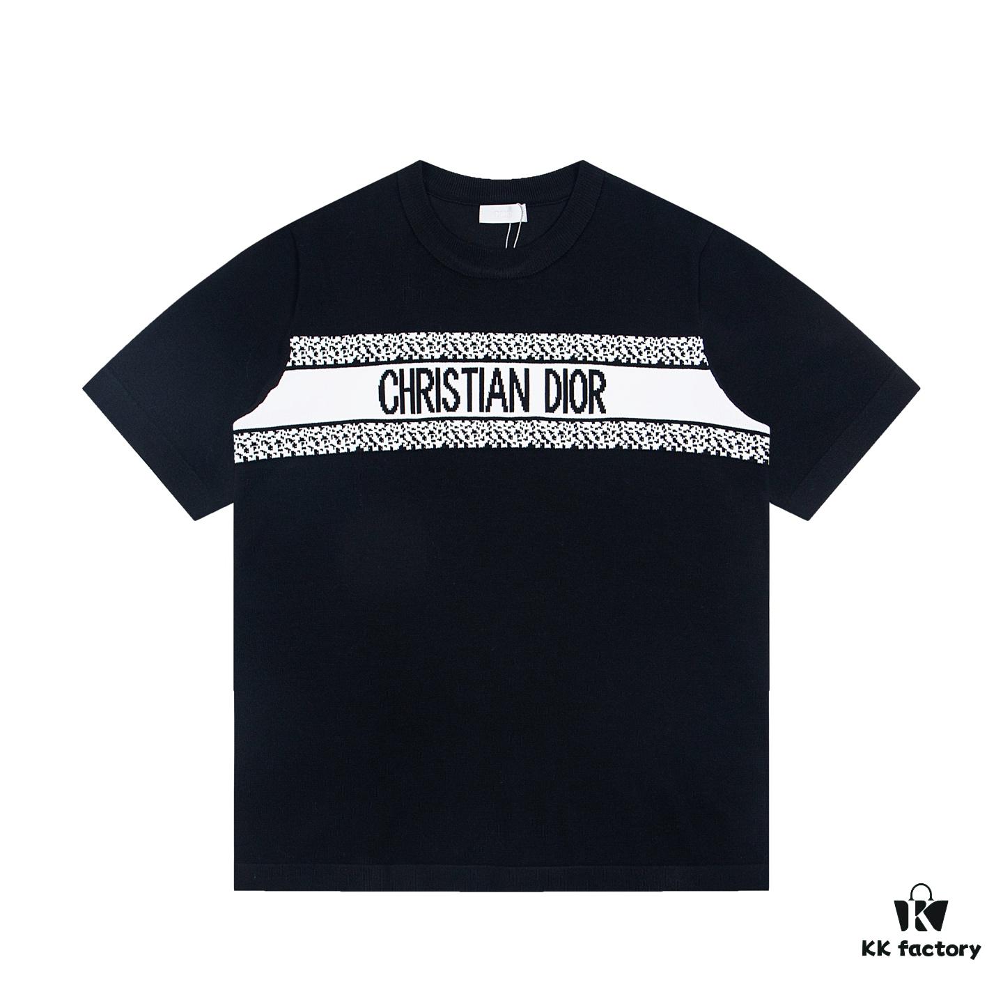 6931a097ccd8ab3d7af946b9 Dior New Arrival Jacquard Knit Short-Sleeve Slim-Fit Stretch T-Shirt Unisex
