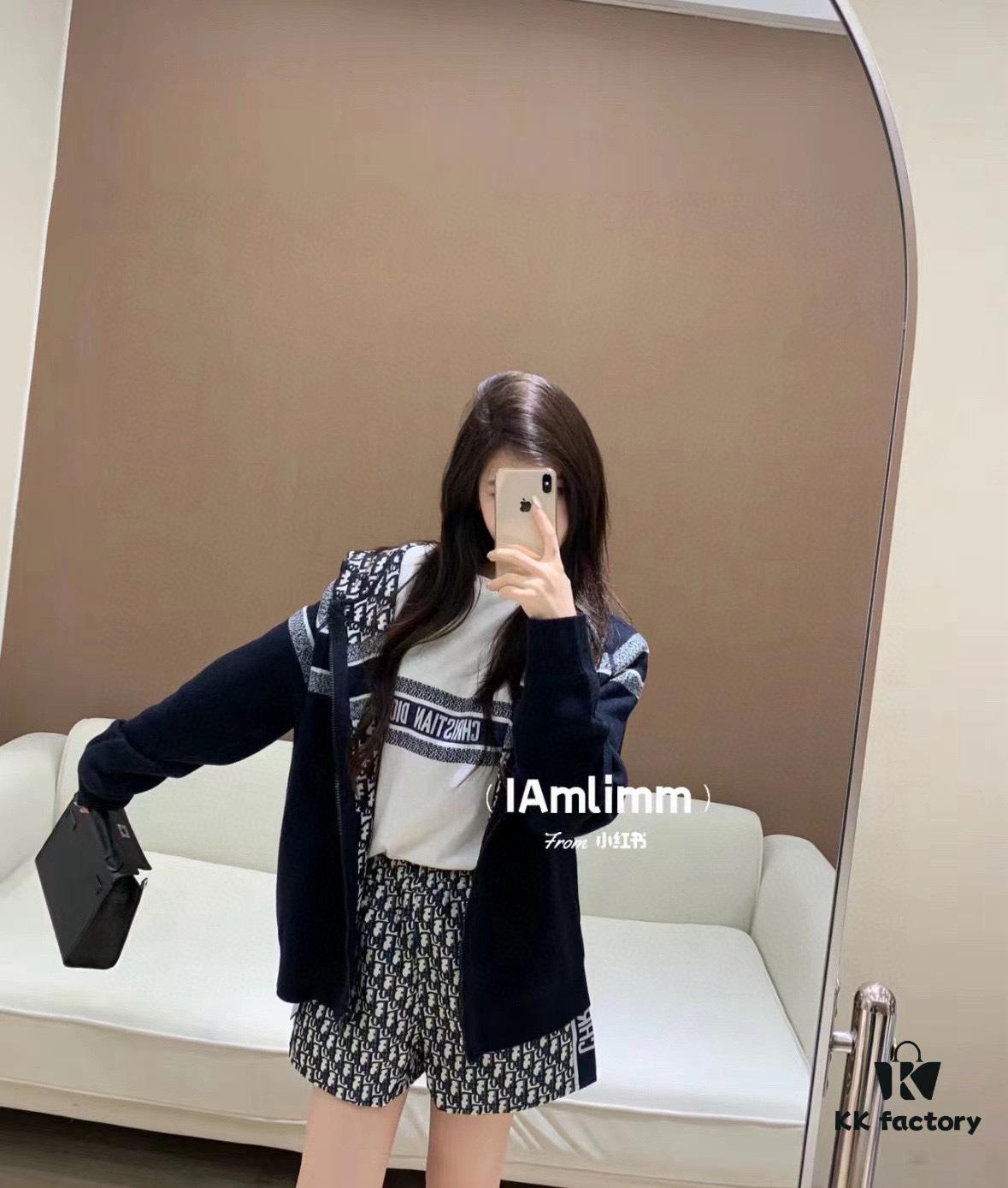 DIOR Cashmere Blend Reversible Logo Knit Coat