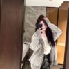 DIOR Cashmere Blend Reversible Logo Knit Coat