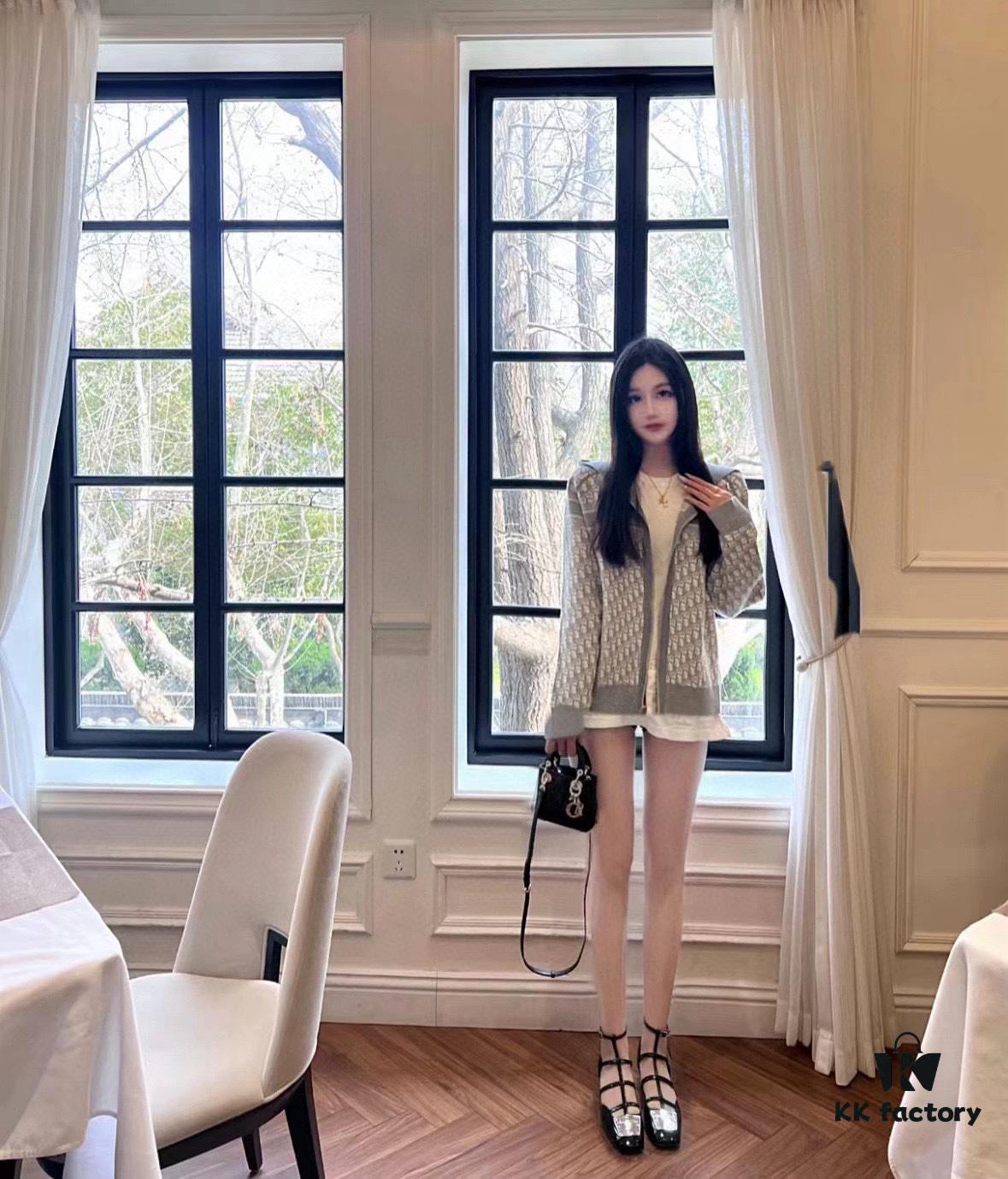 DIOR Cashmere Blend Reversible Logo Knit Coat