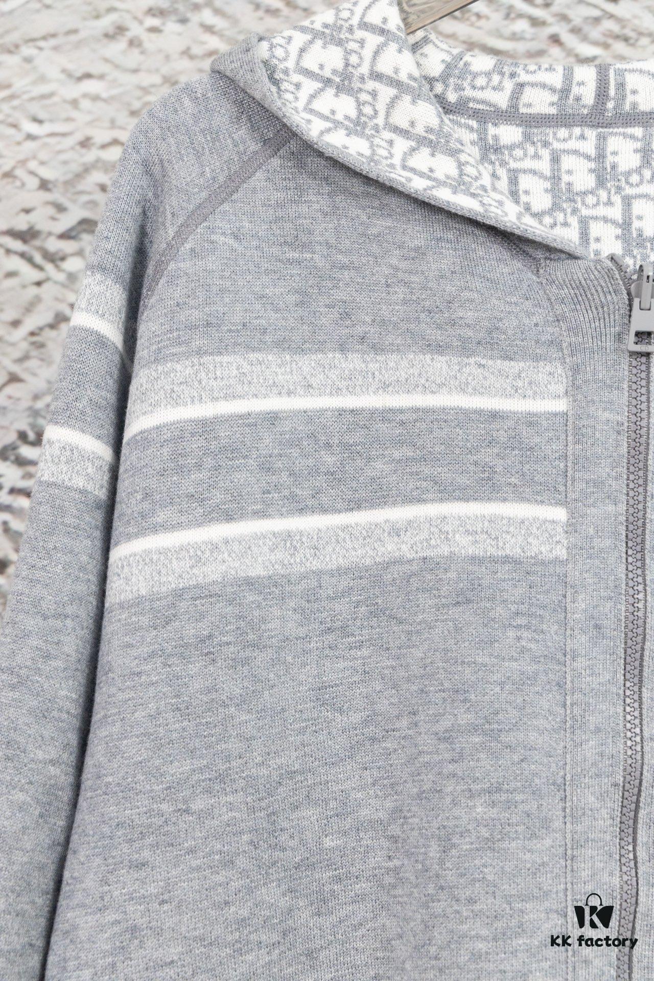DIOR Cashmere Blend Reversible Logo Knit Coat