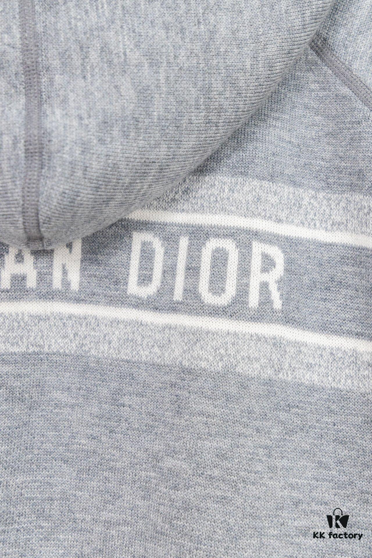 DIOR Cashmere Blend Reversible Logo Knit Coat