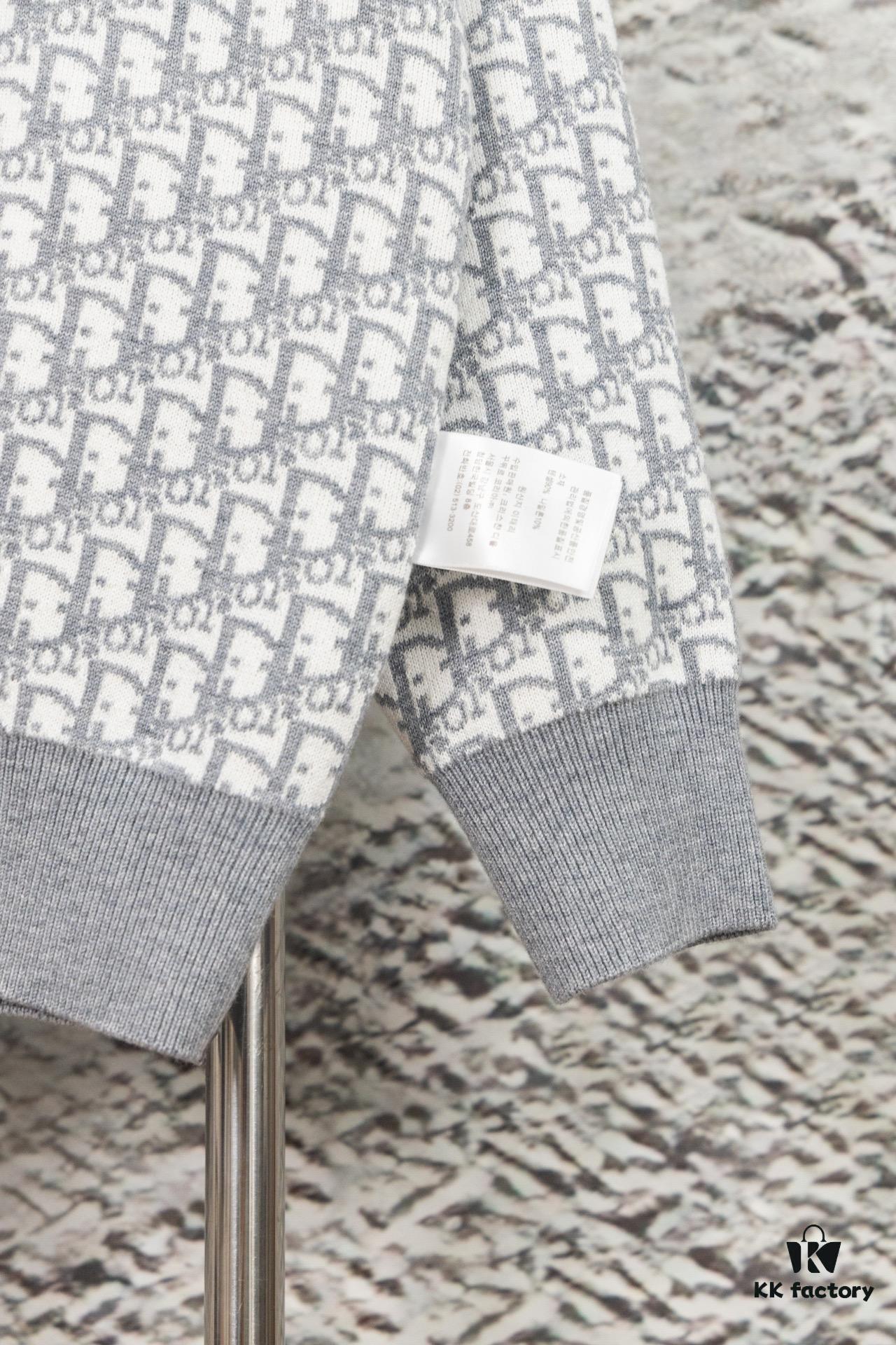 DIOR Knit Coat with Double-Faced Cashmere and Logo Pattern