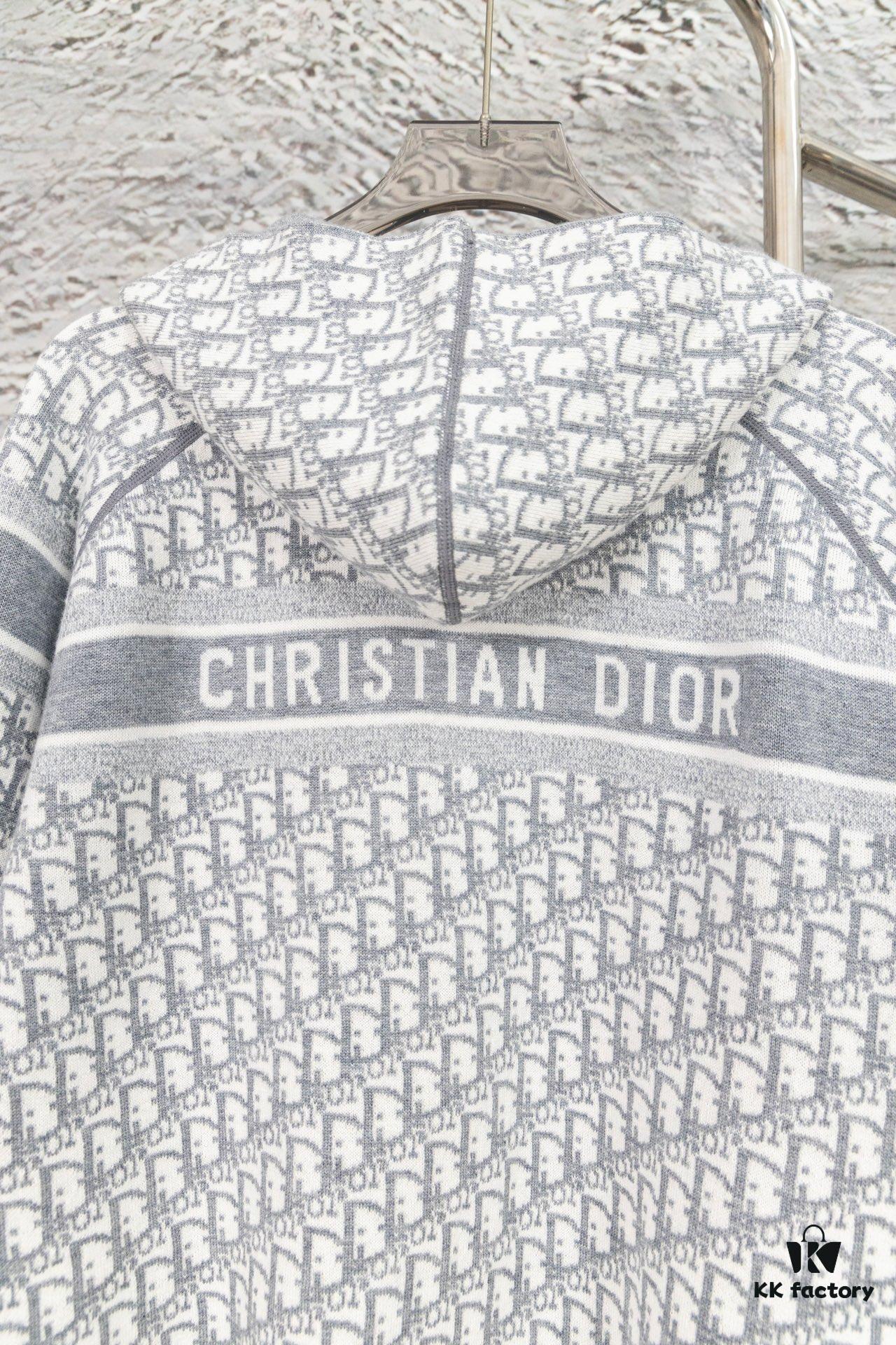 DIOR Knit Coat with Double-Faced Cashmere and Logo Pattern