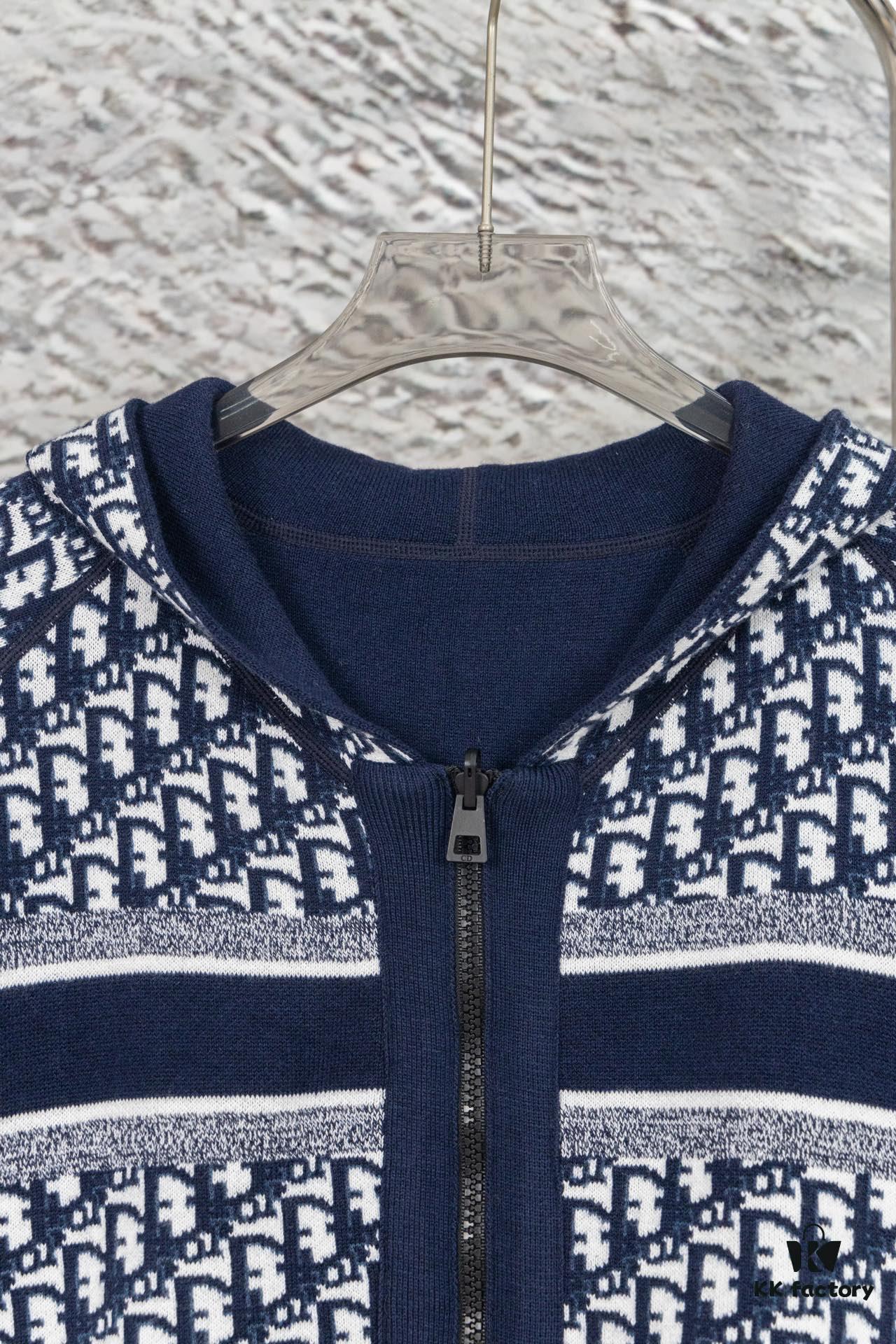 DIOR Knit Coat with Double-Faced Cashmere and Logo Jacquard