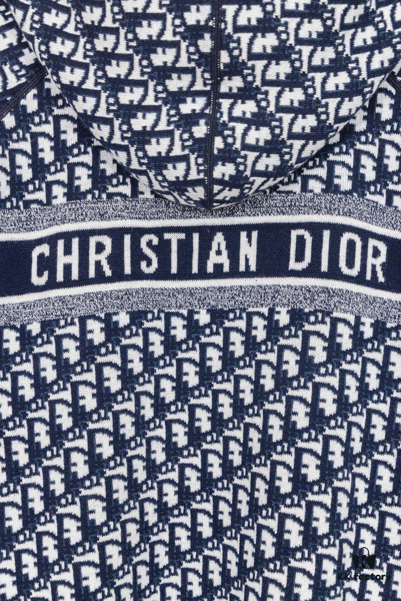 DIOR Knit Coat with Double-Faced Cashmere and Logo Jacquard