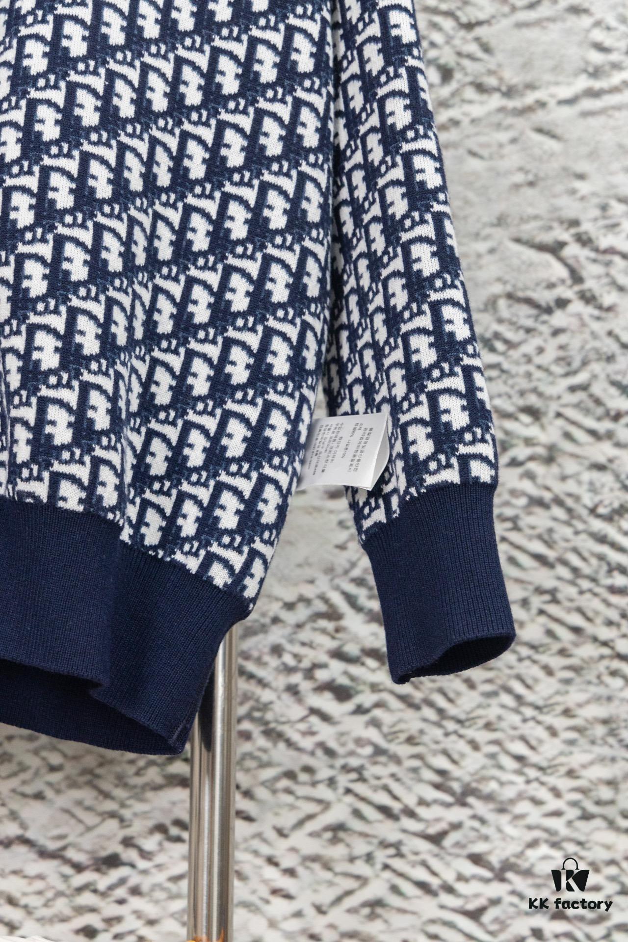 DIOR Knit Coat with Double-Faced Cashmere and Logo Jacquard