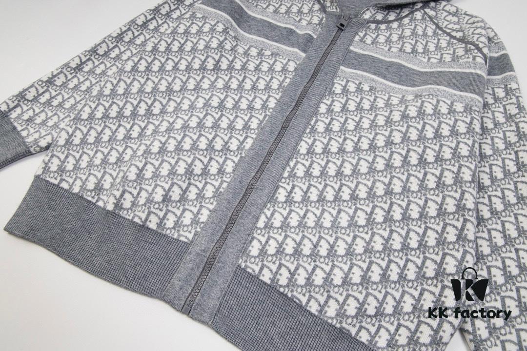 6931a09eccd8ab3d7af94744 DIOR Knit Coat with Reversible Cashmere and Logo Pattern