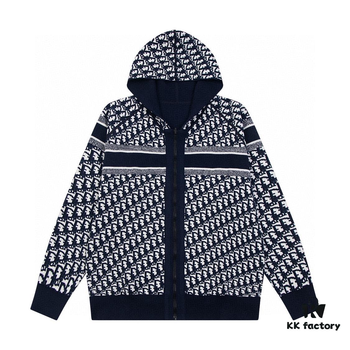 DIOR Knit Coat with Reversible Cashmere and Monogram Logo