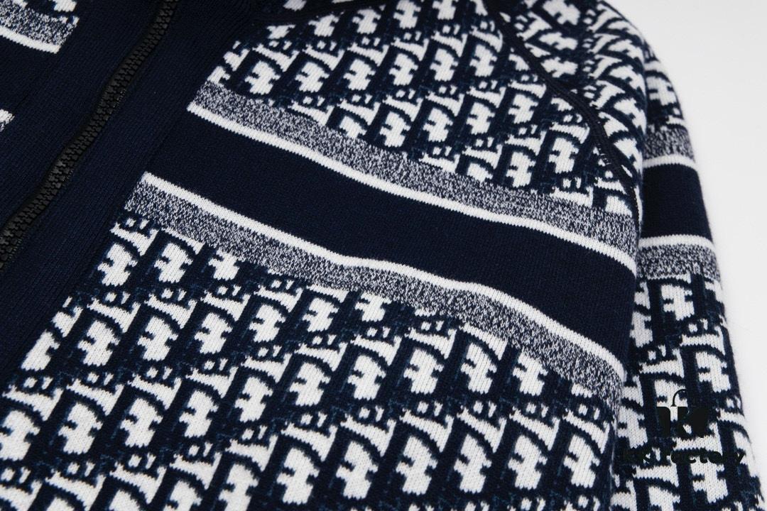 DIOR Knit Coat with Reversible Cashmere and Monogram Logo