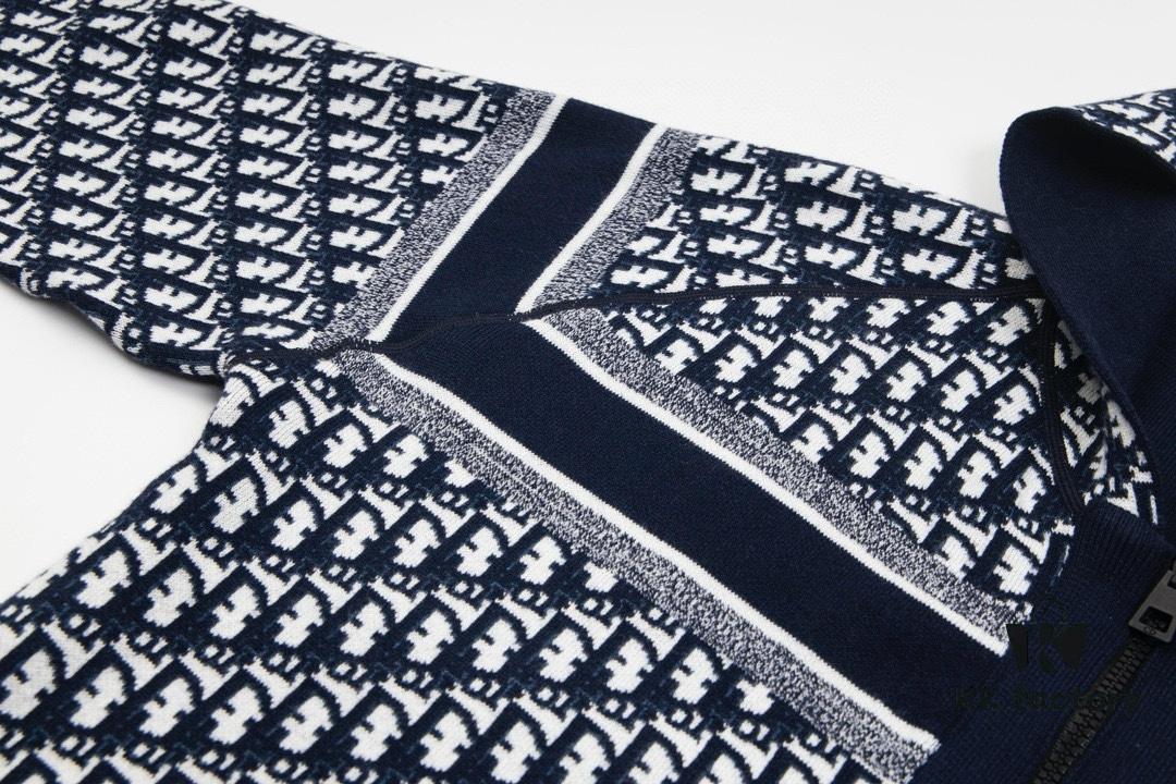 DIOR Knit Coat with Reversible Cashmere and Monogram Logo
