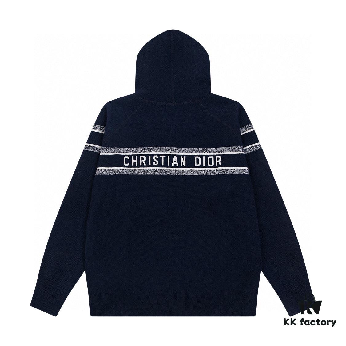 6931a09fccd8ab3d7af9475b DIOR Knit Coat with Reversible Cashmere and Logo Pattern