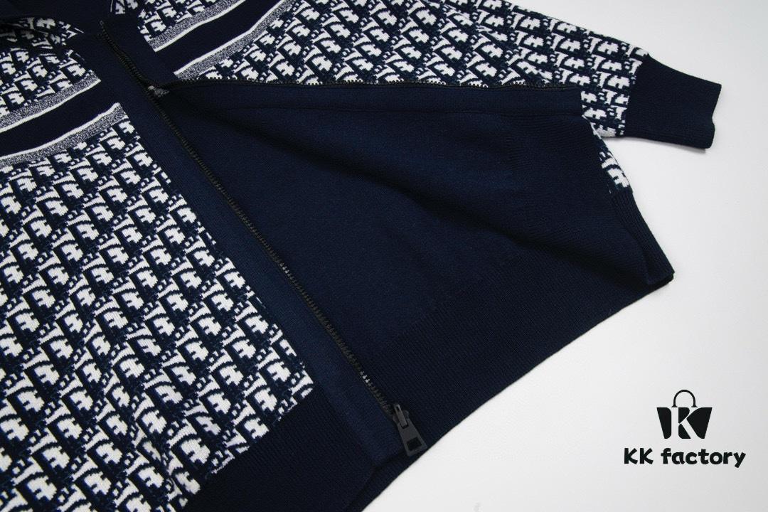 6931a0a0ccd8ab3d7af94765 DIOR Knit Coat with Reversible Cashmere and Logo Pattern