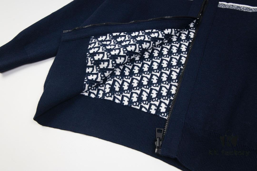 6931a0a0ccd8ab3d7af94768 DIOR Knit Coat with Reversible Cashmere and Logo Pattern