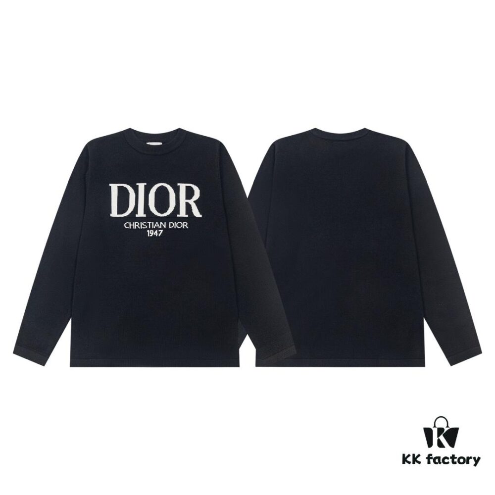 6931a0a1ccd8ab3d7af94774 DIOR Autumn-Winter New Arrival Letter Jacquard Crew Neck Sweater Unisex Stylish Pullover
